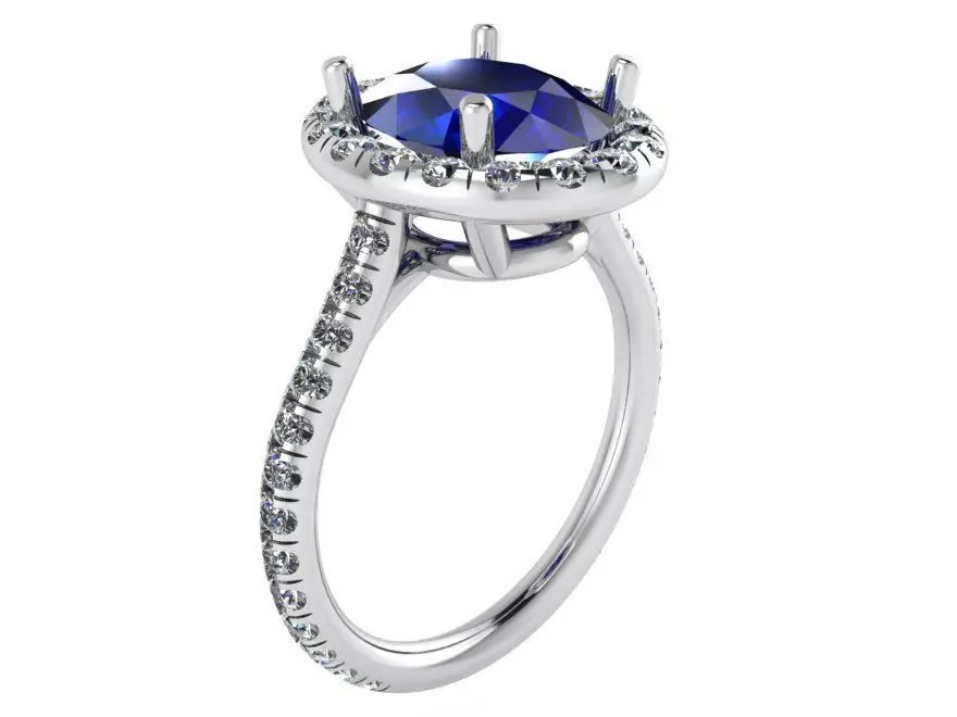 Round blue stone diamond ring 2476 3D print model 3D print model_0