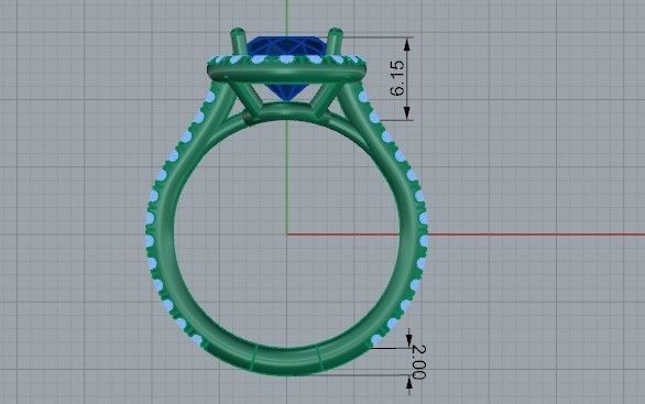 Round blue stone diamond ring 2476 3D print model 3D print model_6
