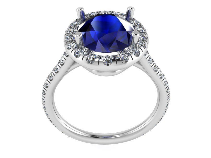 Round blue stone diamond ring 2476 3D print model 3D print model_2