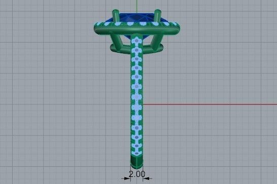 Round blue stone diamond ring 2476 3D print model 3D print model_7