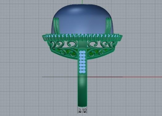 Oval Cabochone Halo black stone ring 2477 3D print model 3D print model_7