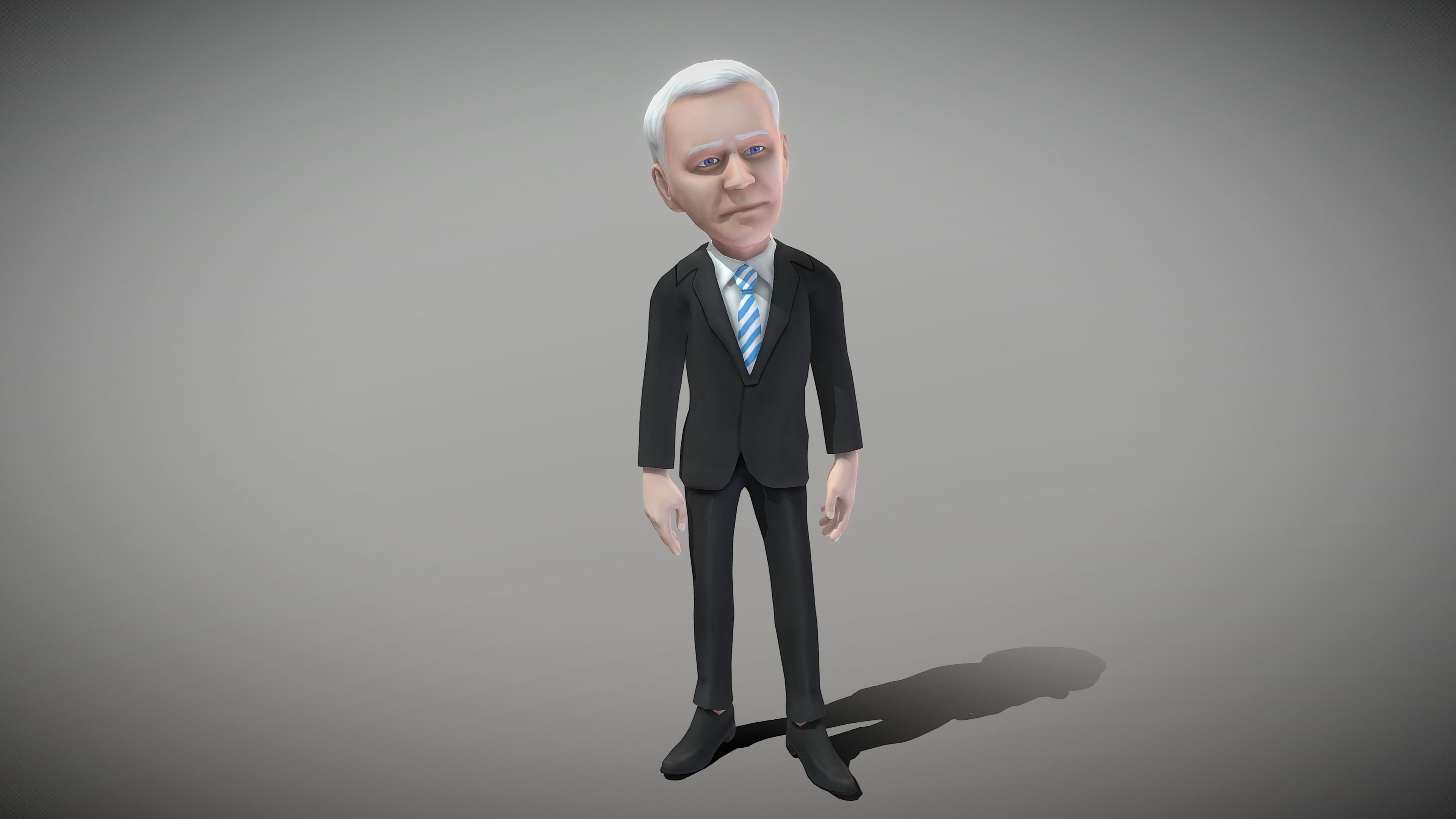 Older White Man Low-poly 3D model_2
