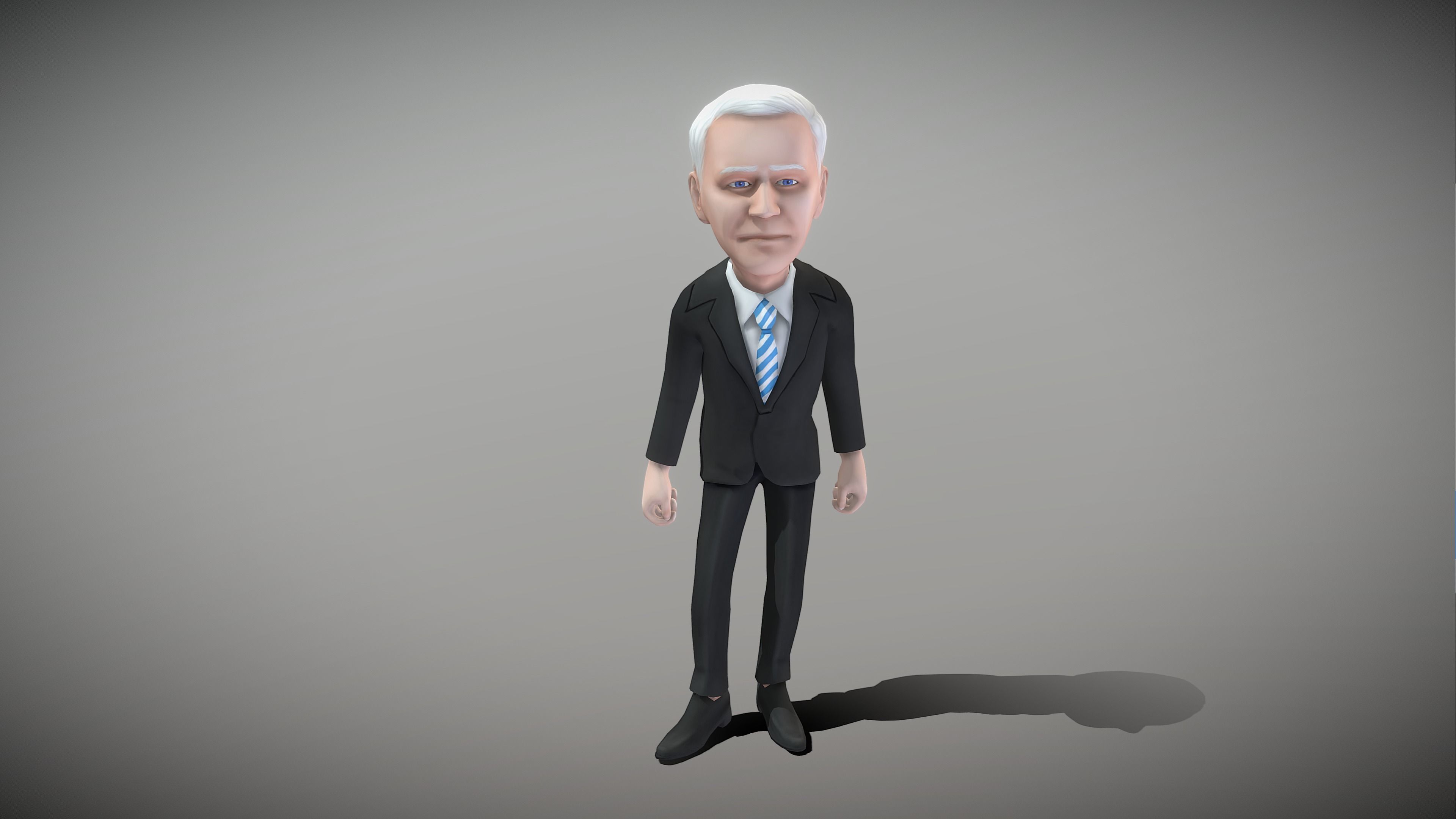 Older White Man Low-poly 3D model_8