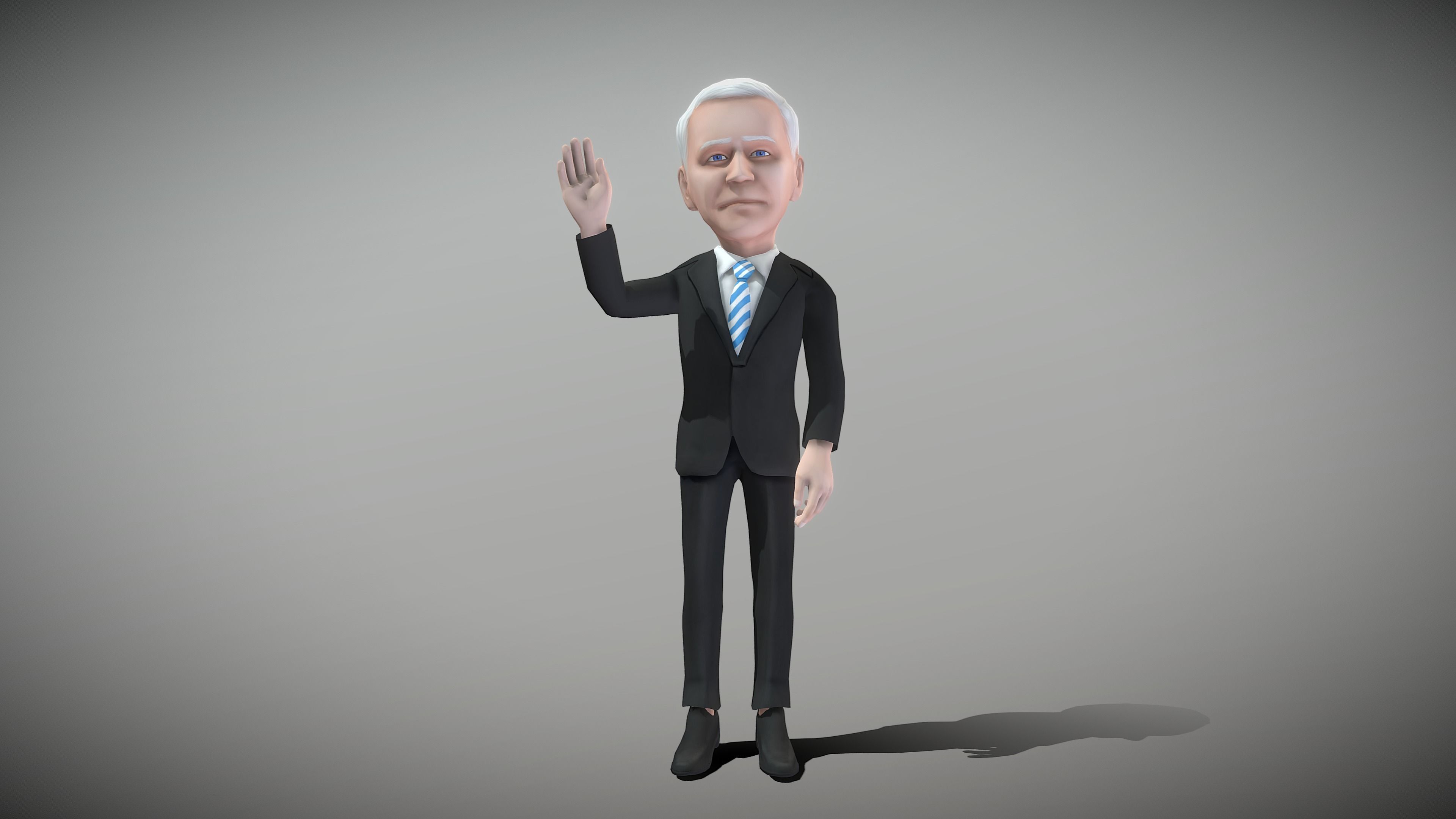 Older White Man Low-poly 3D model_13