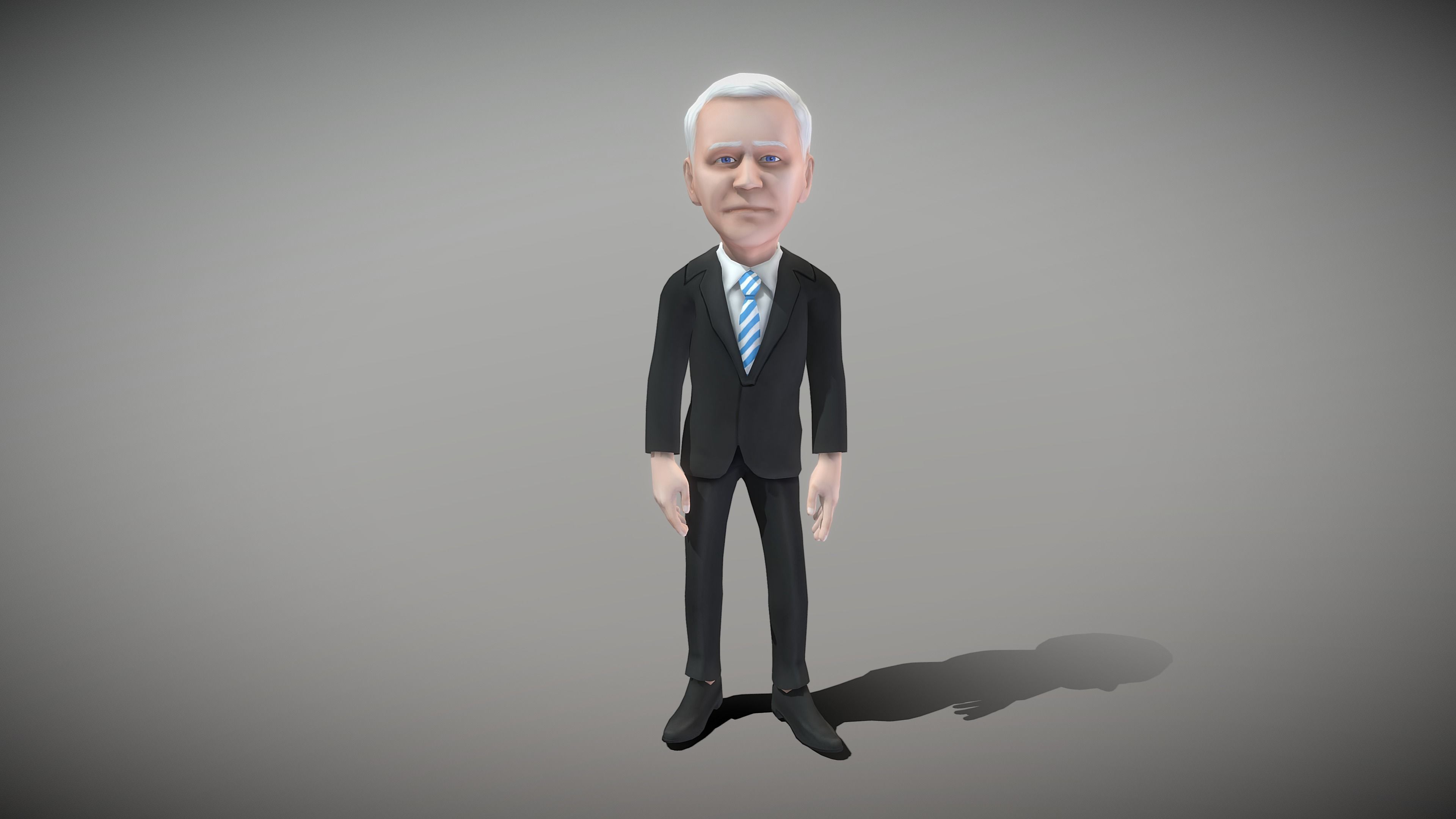 Older White Man Low-poly 3D model_6
