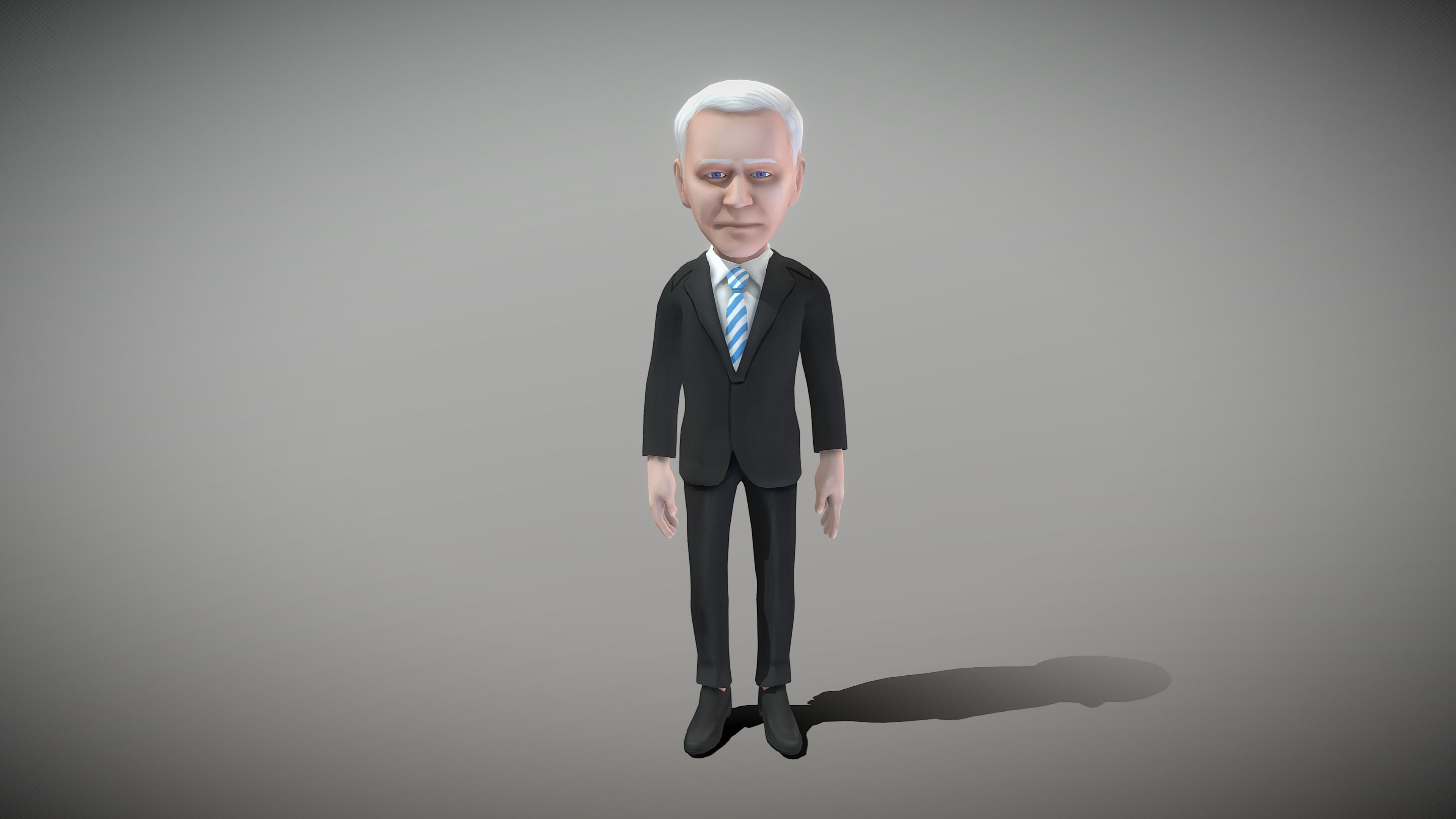Older White Man Low-poly 3D model_12