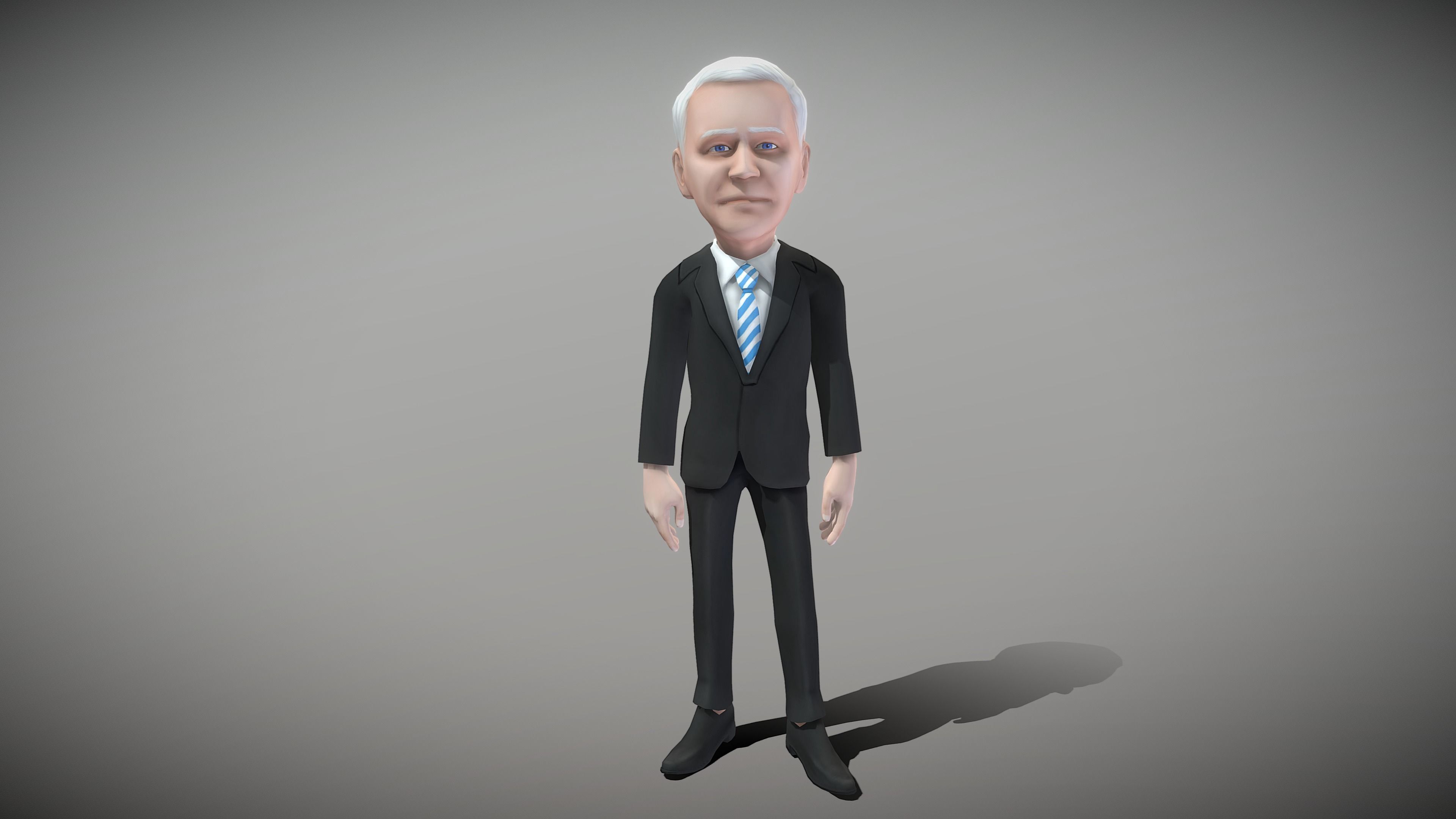 Older White Man Low-poly 3D model_3