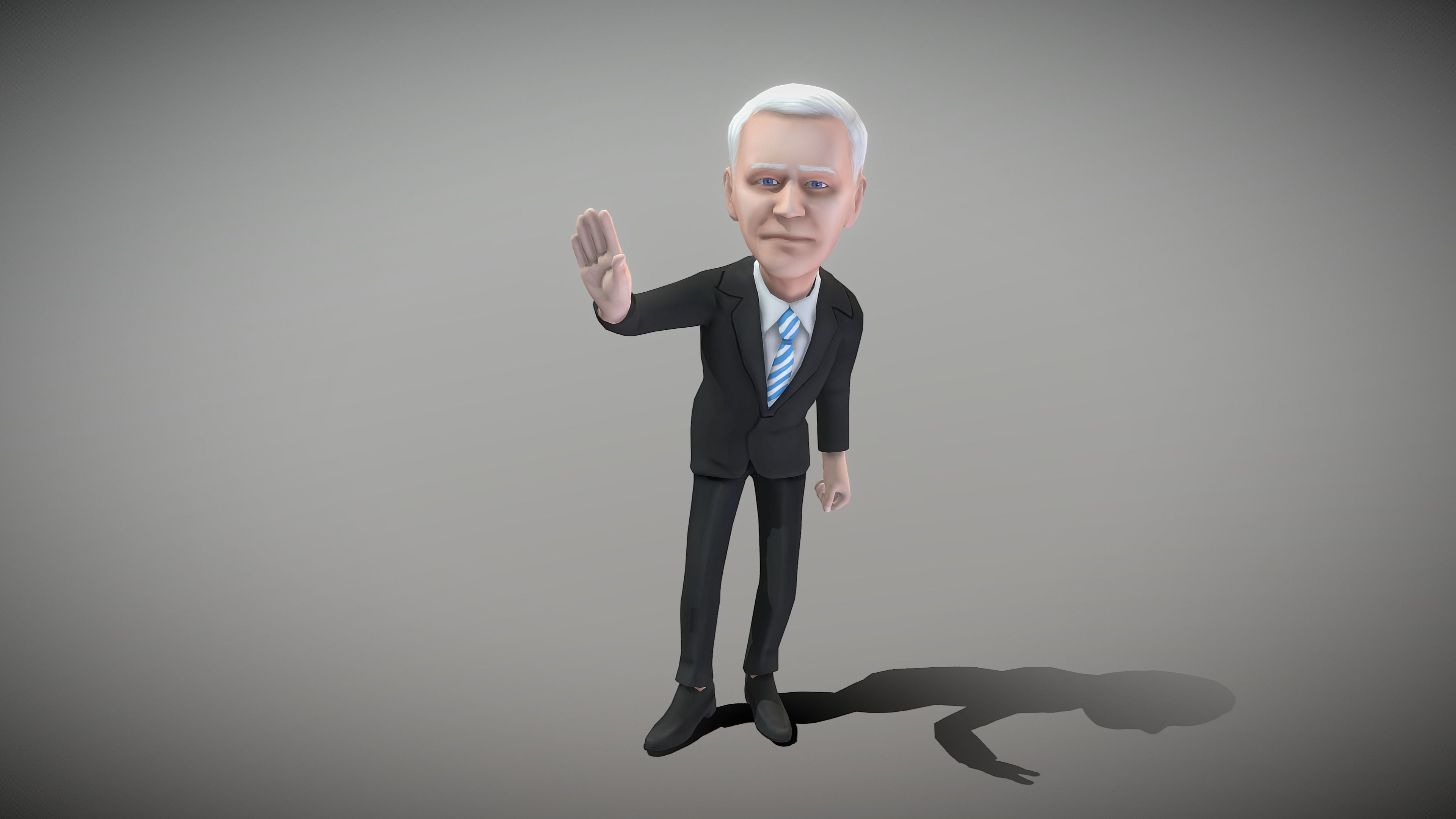 Older White Man Low-poly 3D model_9