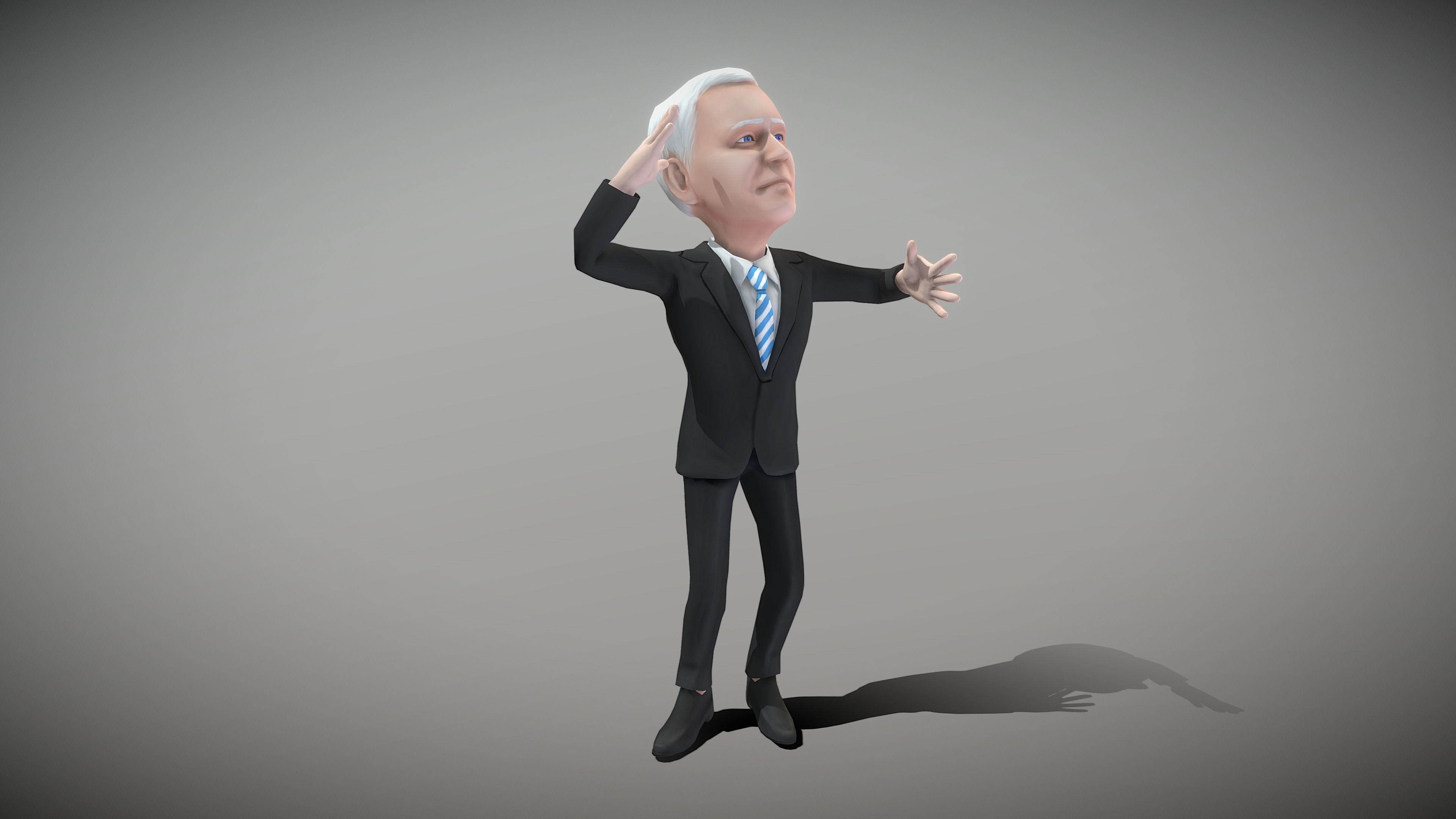 Older White Man Low-poly 3D model_11