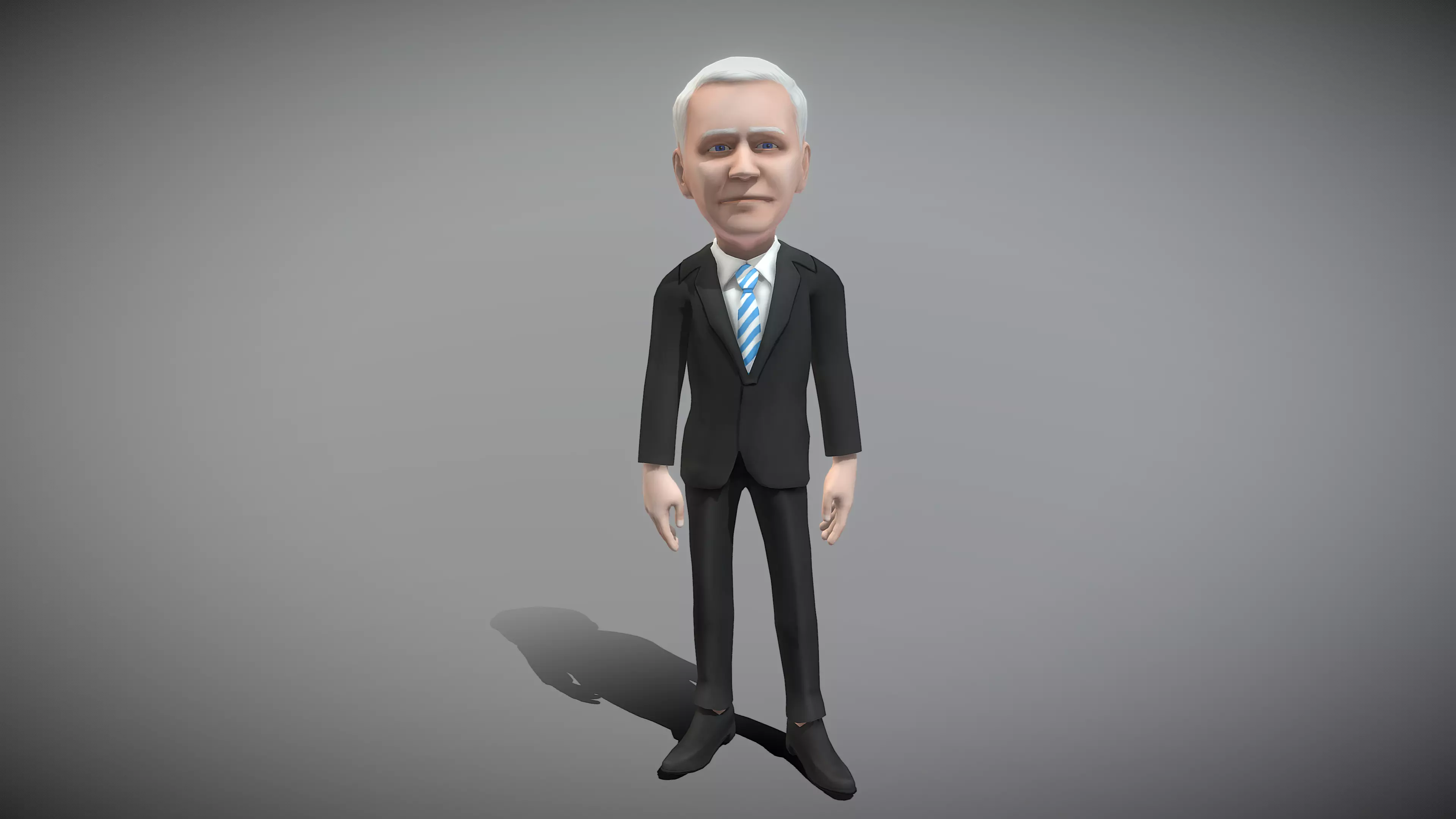 Older White Man Low-poly 3D model_0