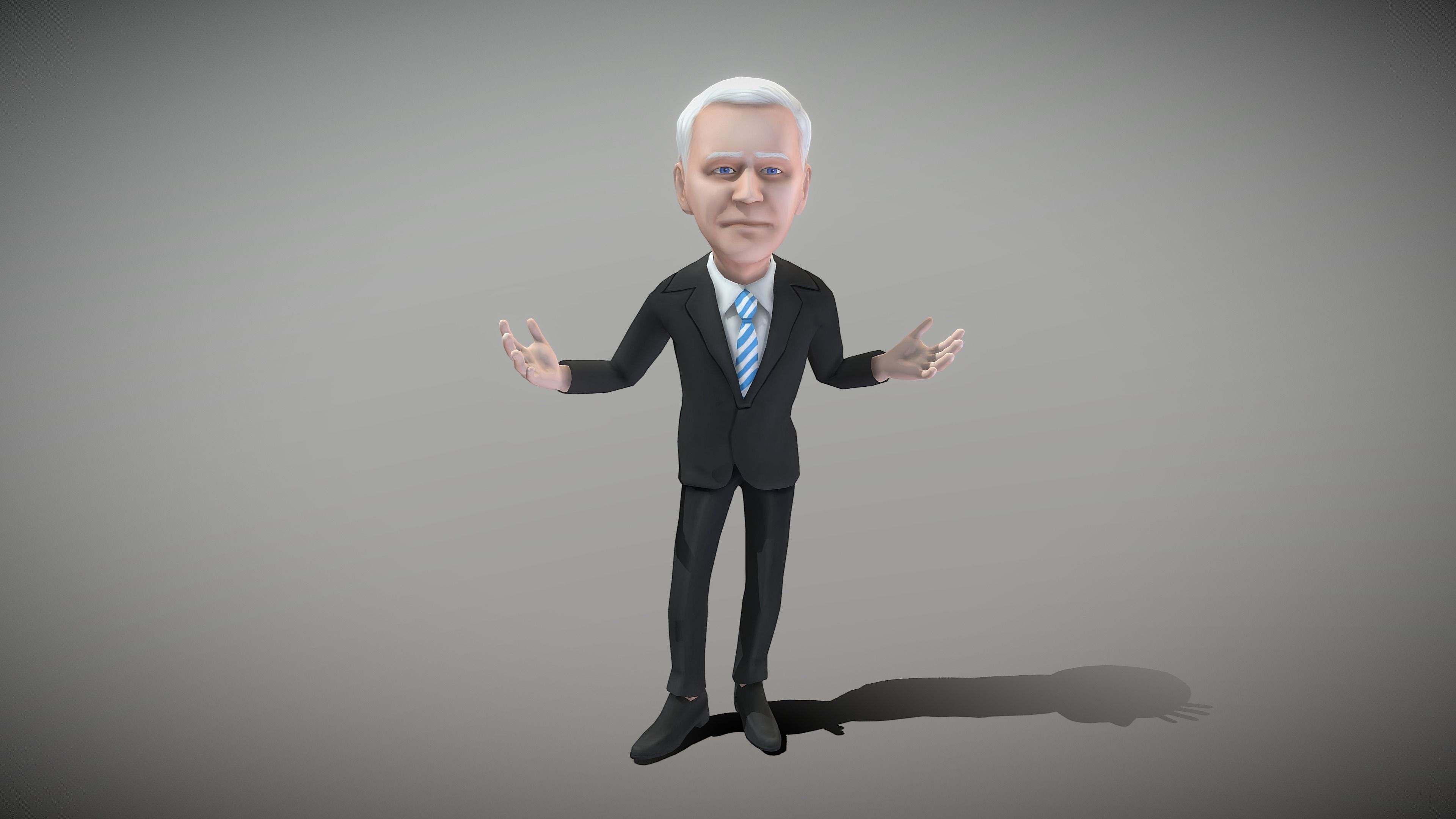 Older White Man Low-poly 3D model_7