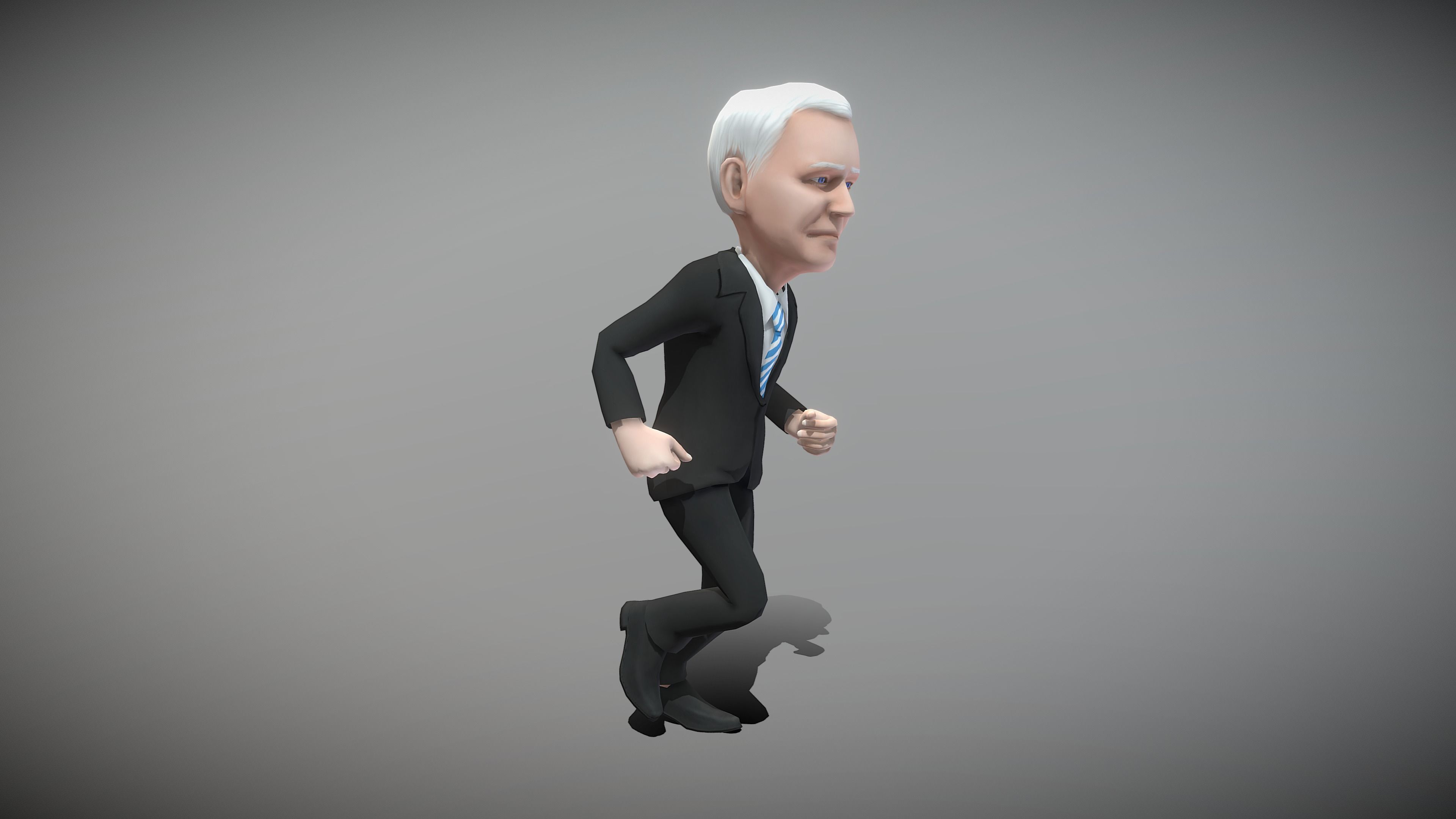 Older White Man Low-poly 3D model_4