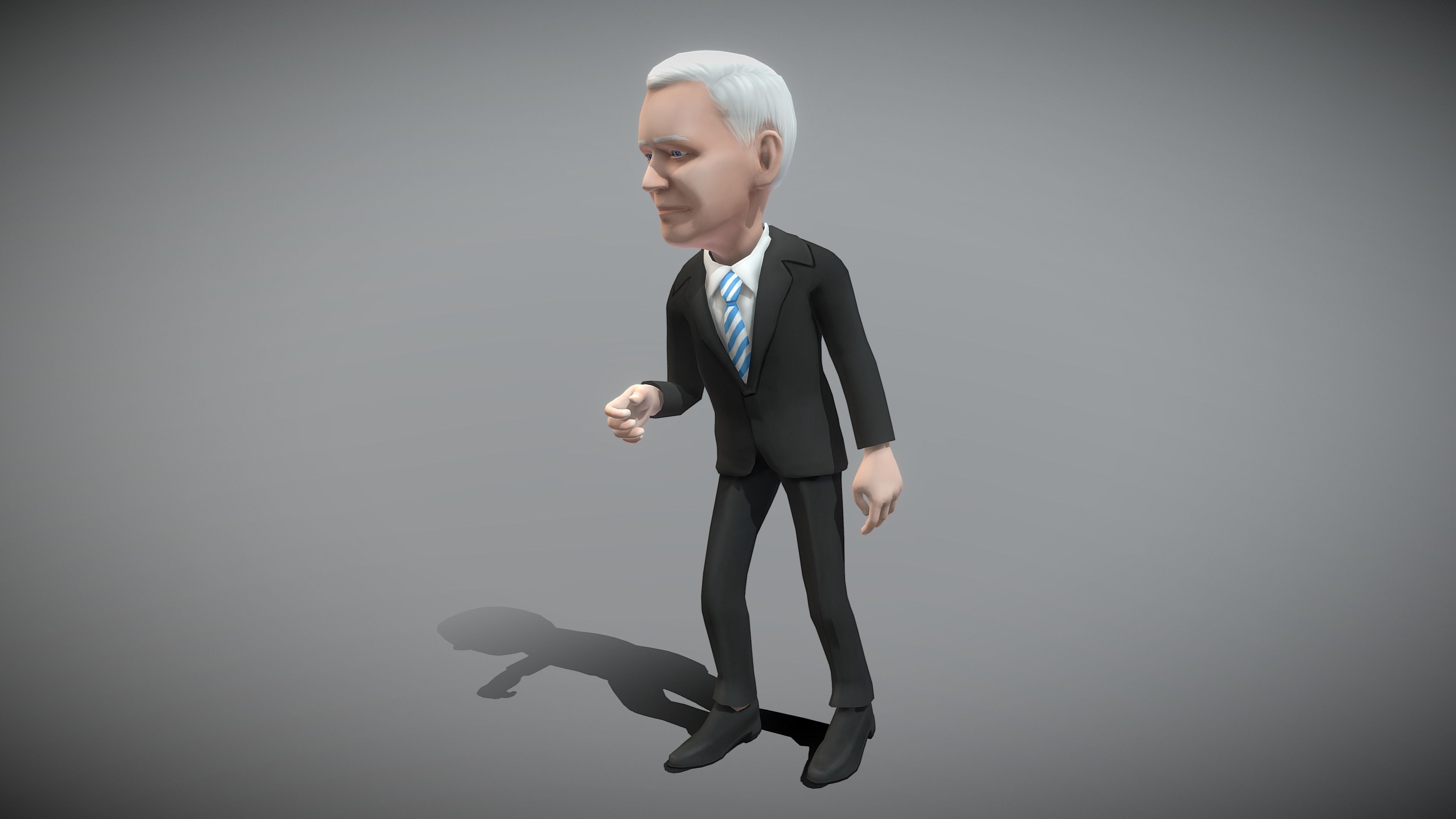 Older White Man Low-poly 3D model_5