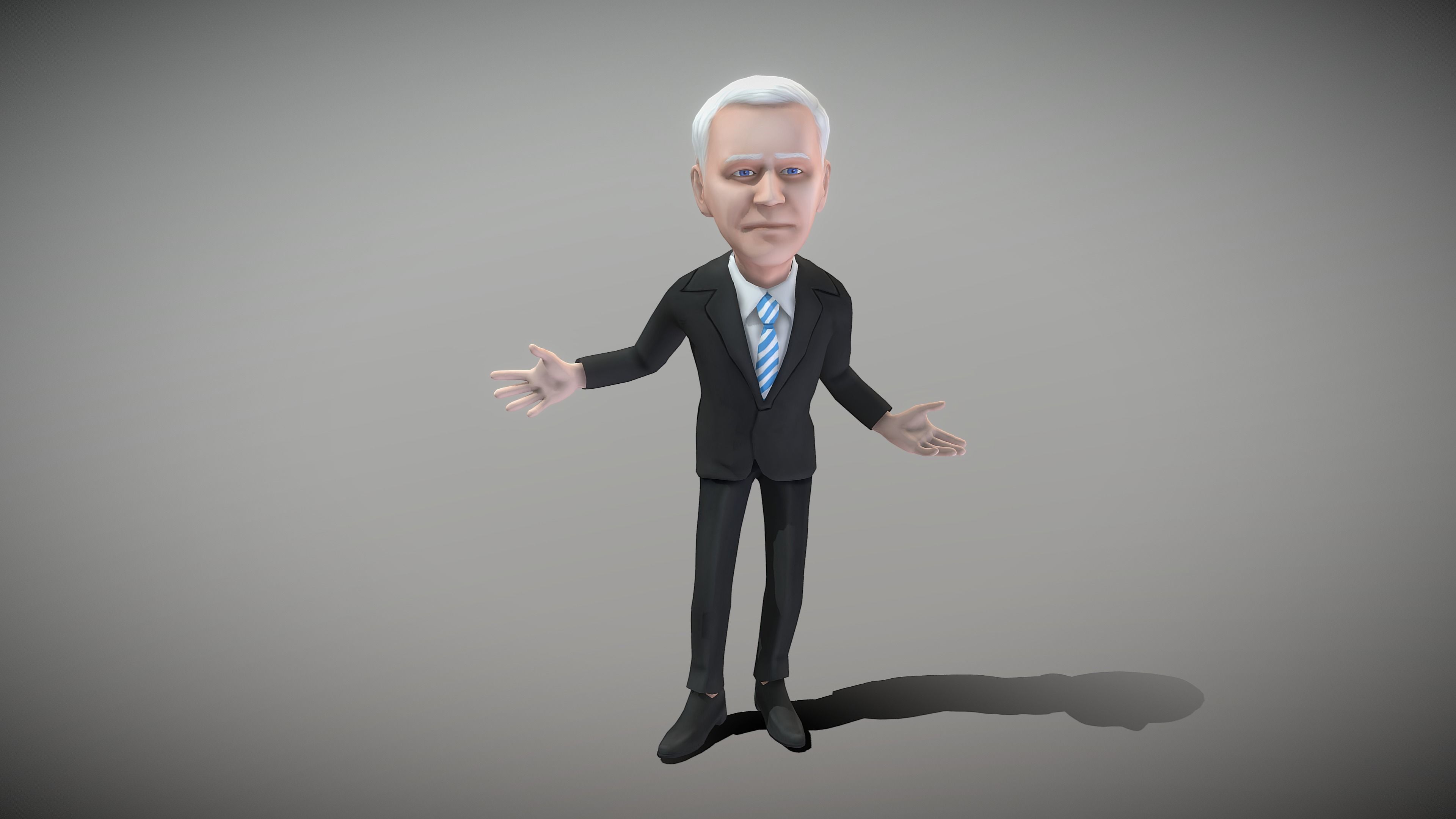 Older White Man Low-poly 3D model_10