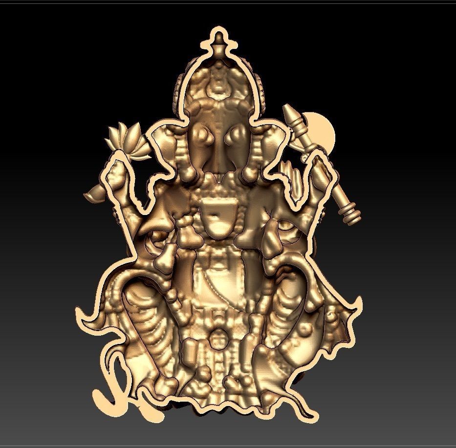 ganesha pendent 3D print model_2
