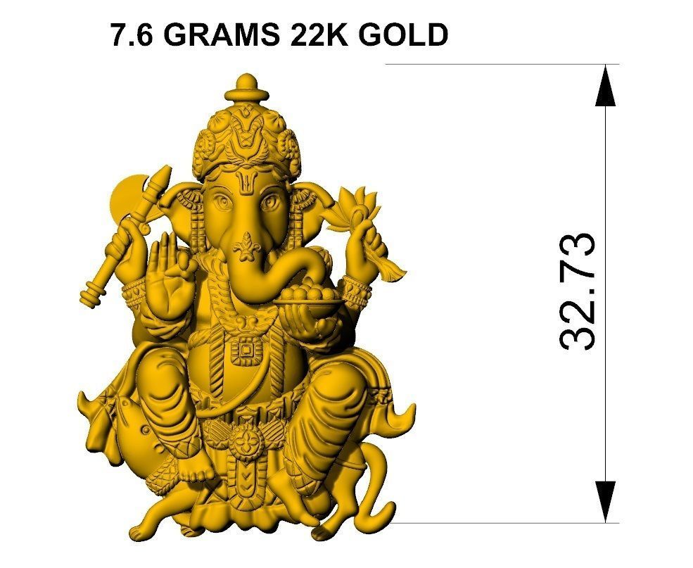 ganesha pendent 3D print model_6