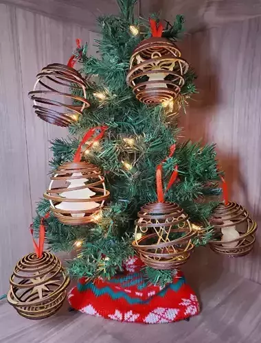 3D Dual Spiral Christmas Ornament SVG