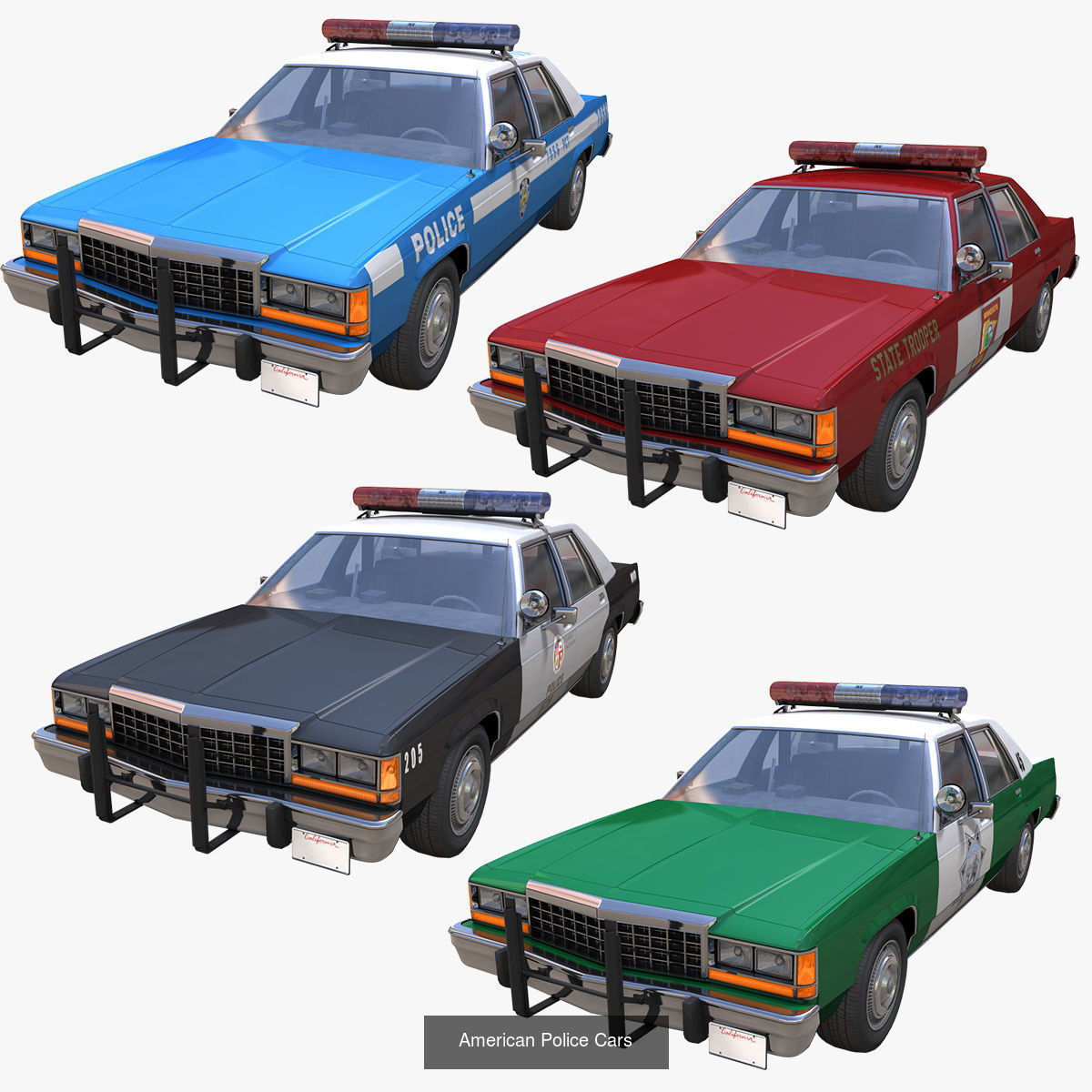 80s NewYork cars 3D Model Collection_8