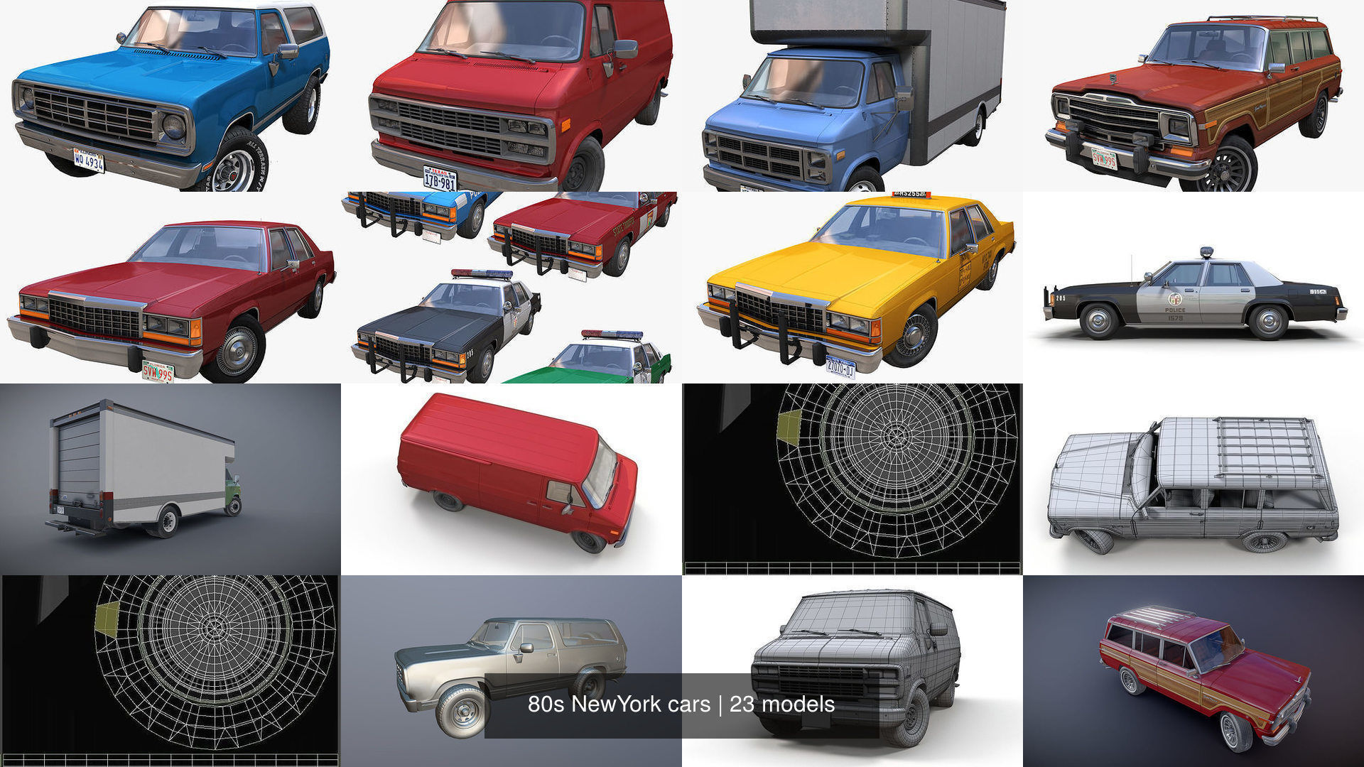 80s NewYork cars 3D Model Collection_4