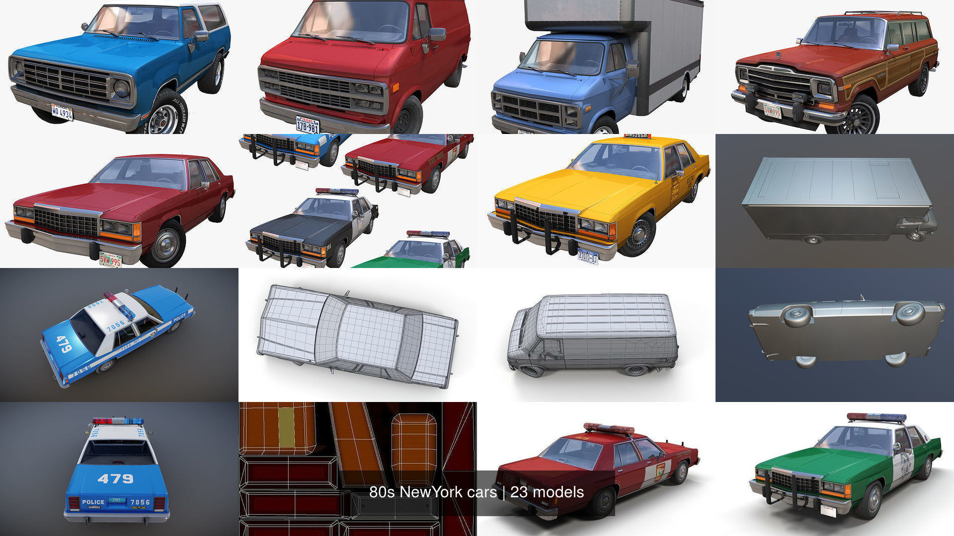 80s NewYork cars 3D Model Collection_7