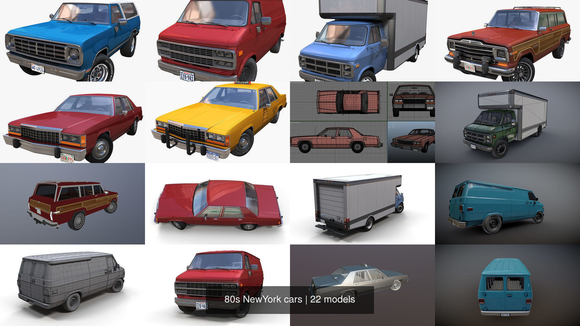 80s NewYork cars 3D Model Collection_6