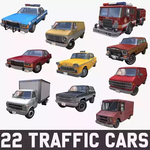 80s NewYork cars 3D Model Collection
