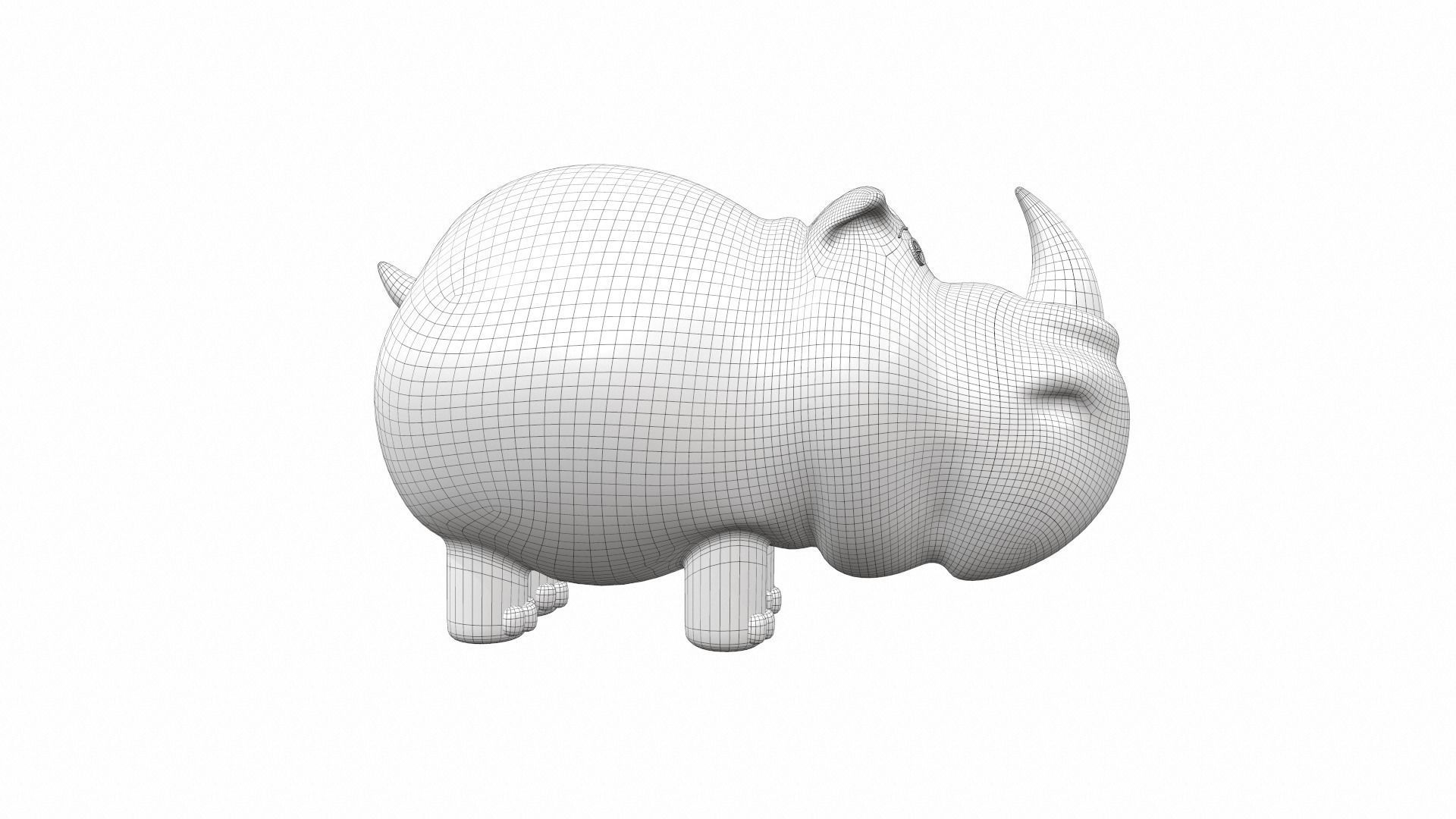 Plush toy rhino 3D model_7