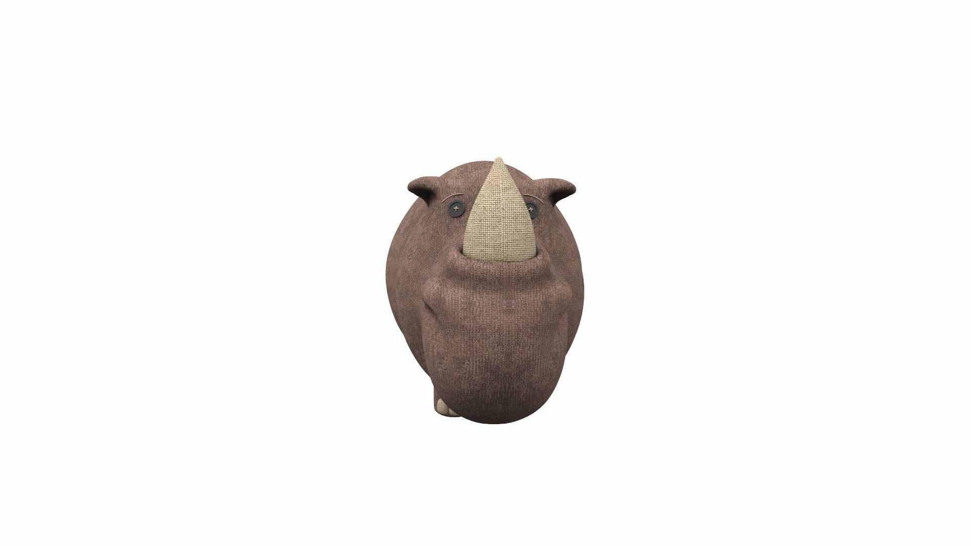 Plush toy rhino 3D model_1
