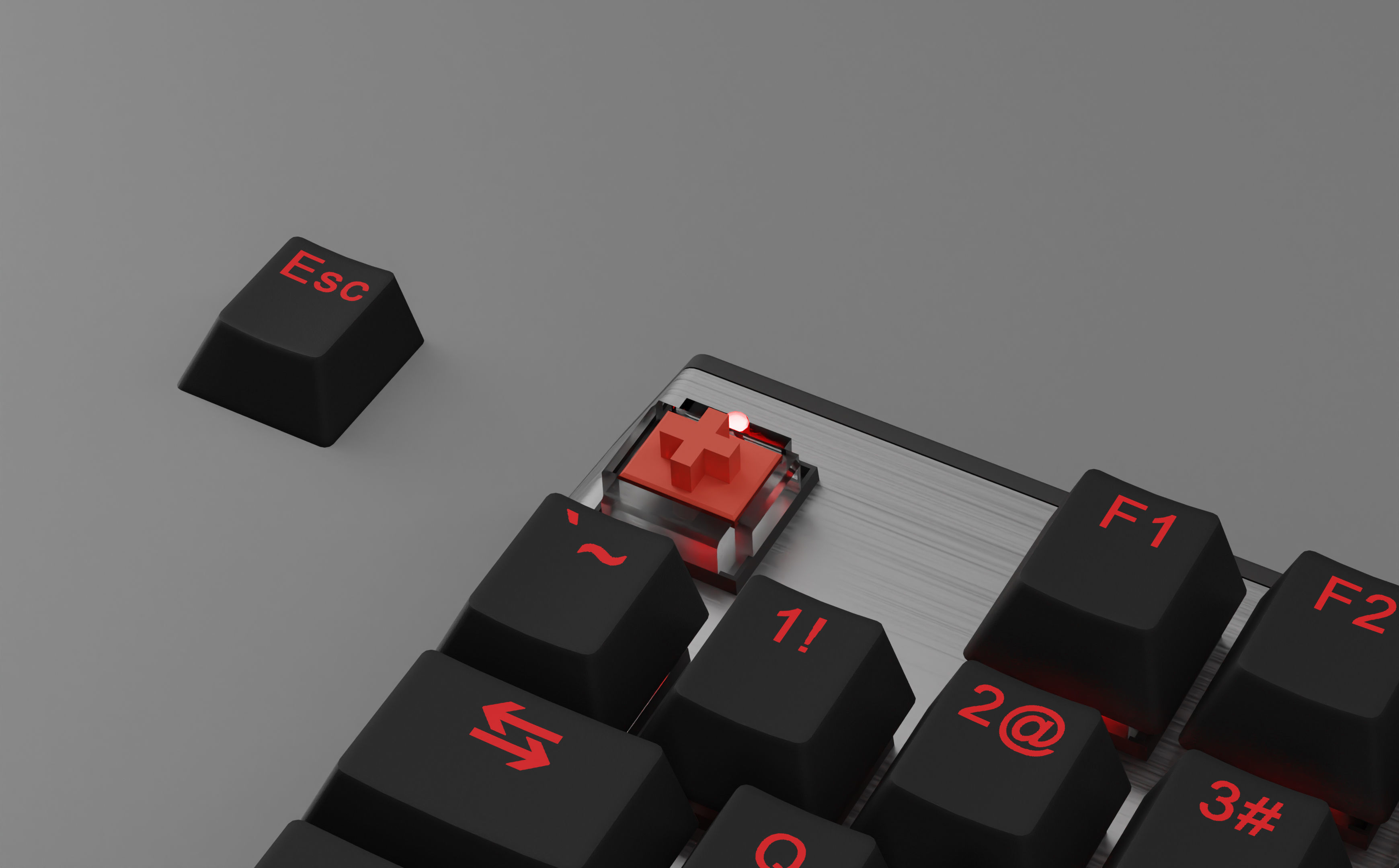 Mechanical Keyboard Coolermaster Metal Base Red Switches Low-poly 3D model_6
