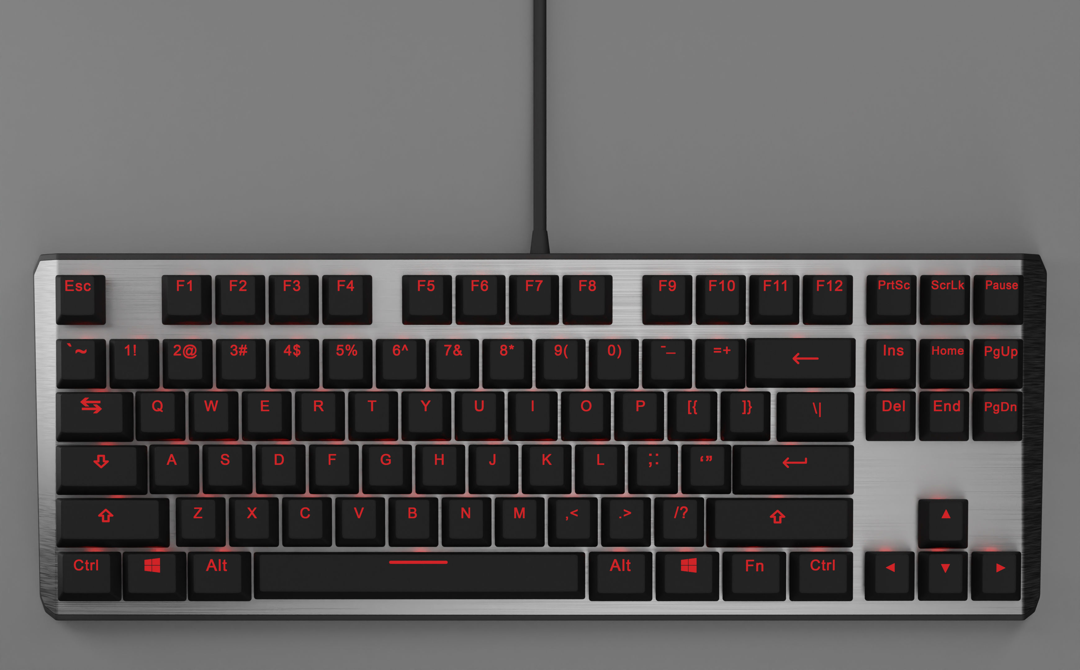 Mechanical Keyboard Coolermaster Metal Base Red Switches Low-poly 3D model_2