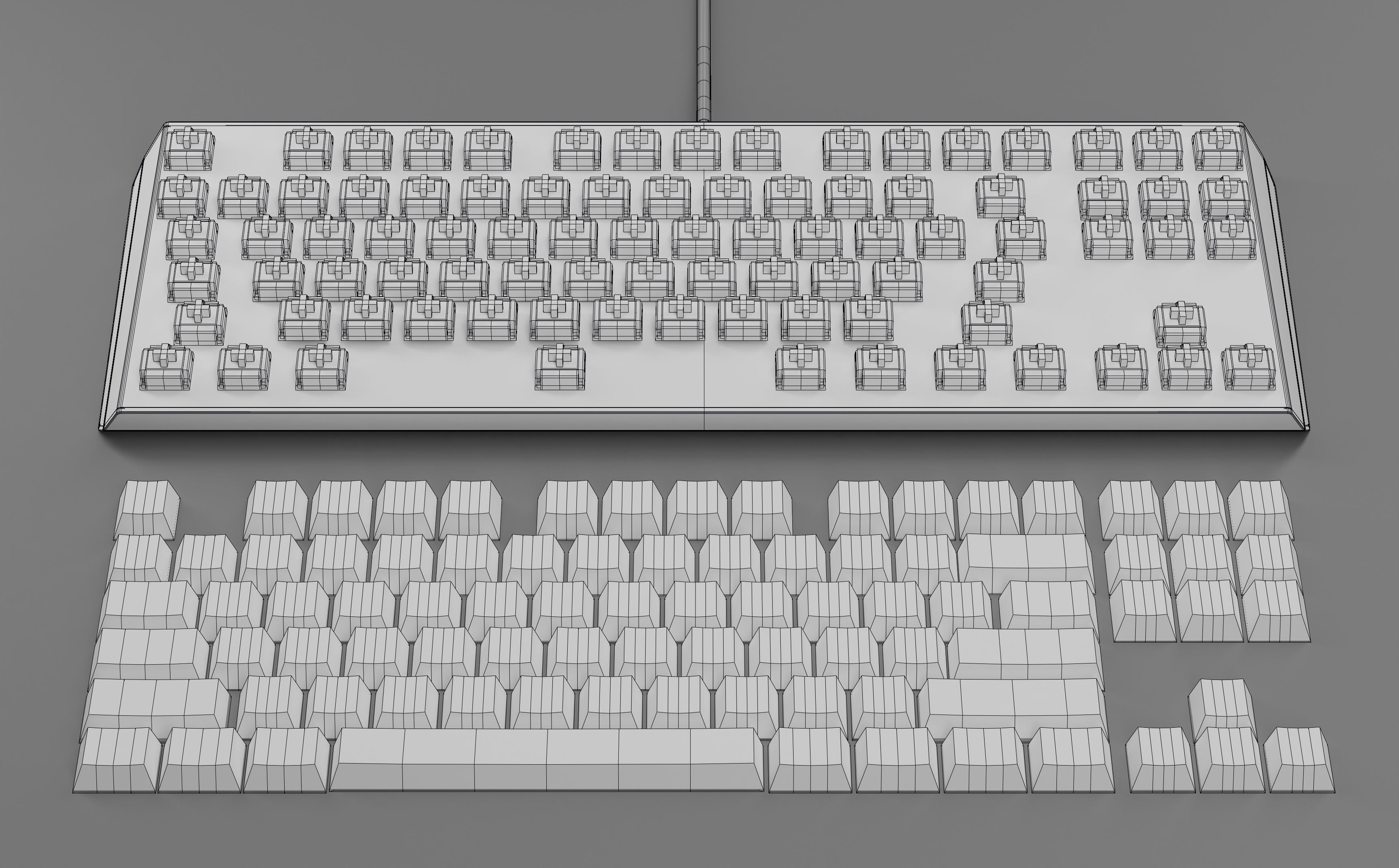 Mechanical Keyboard Coolermaster Metal Base Red Switches Low-poly 3D model_23