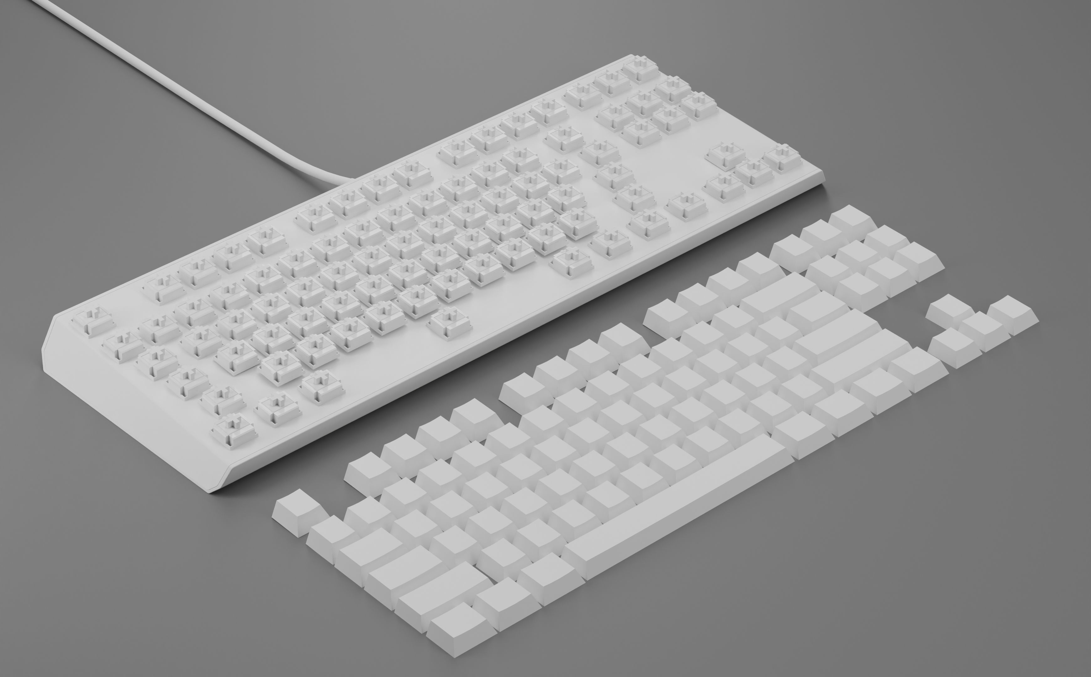 Mechanical Keyboard Coolermaster Metal Base Red Switches Low-poly 3D model_16