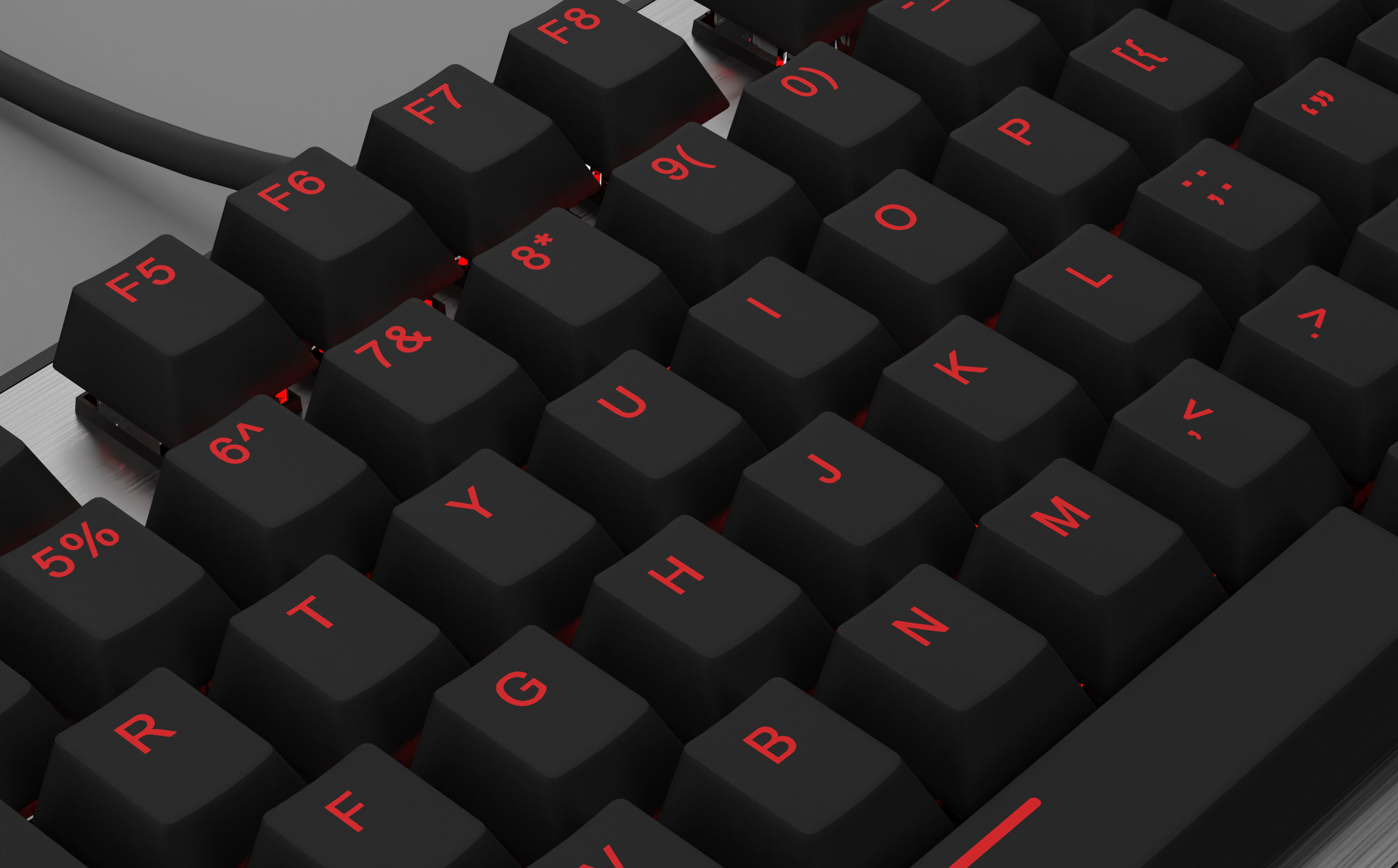 Mechanical Keyboard Coolermaster Metal Base Red Switches Low-poly 3D model_4