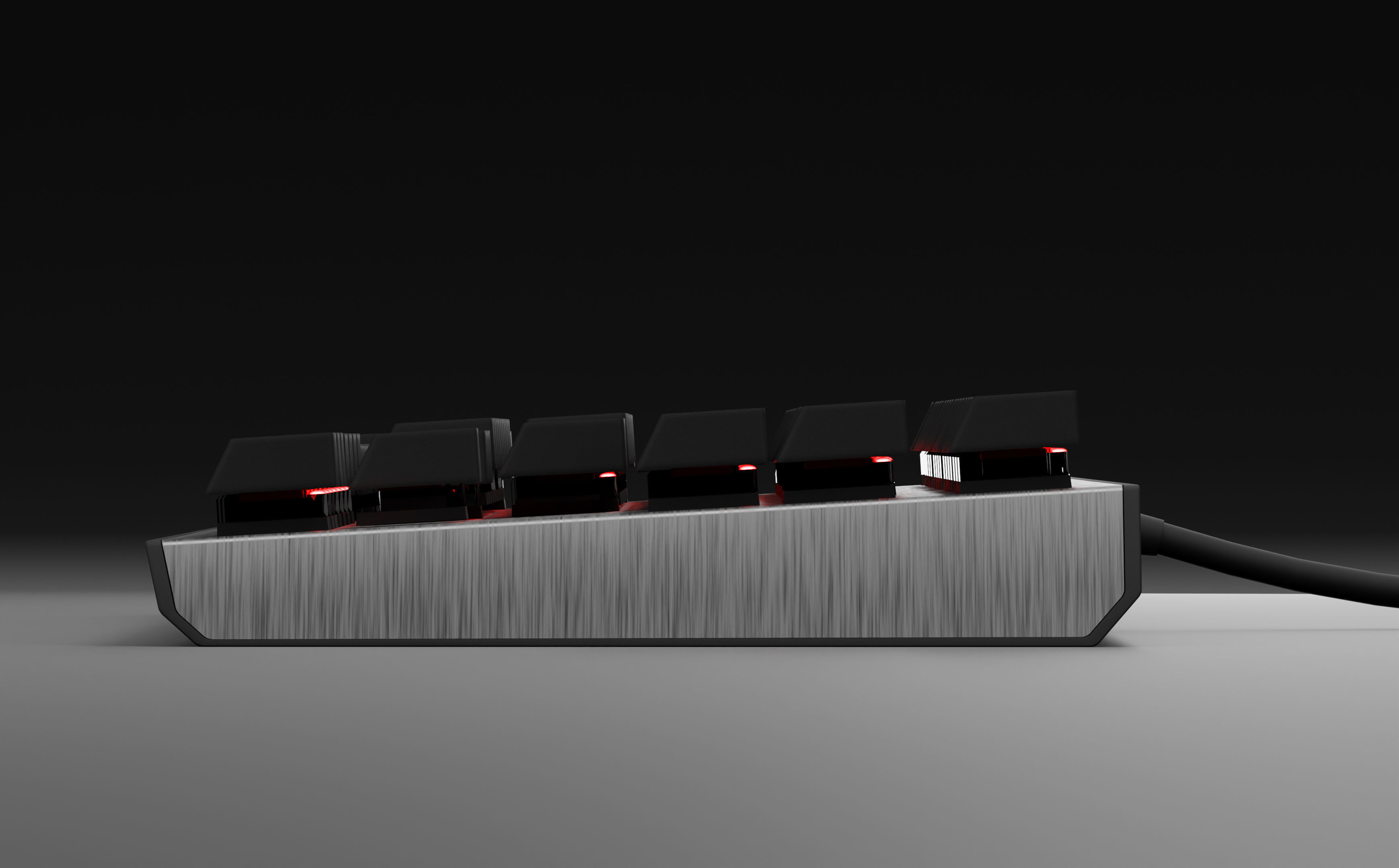 Mechanical Keyboard Coolermaster Metal Base Red Switches Low-poly 3D model_3