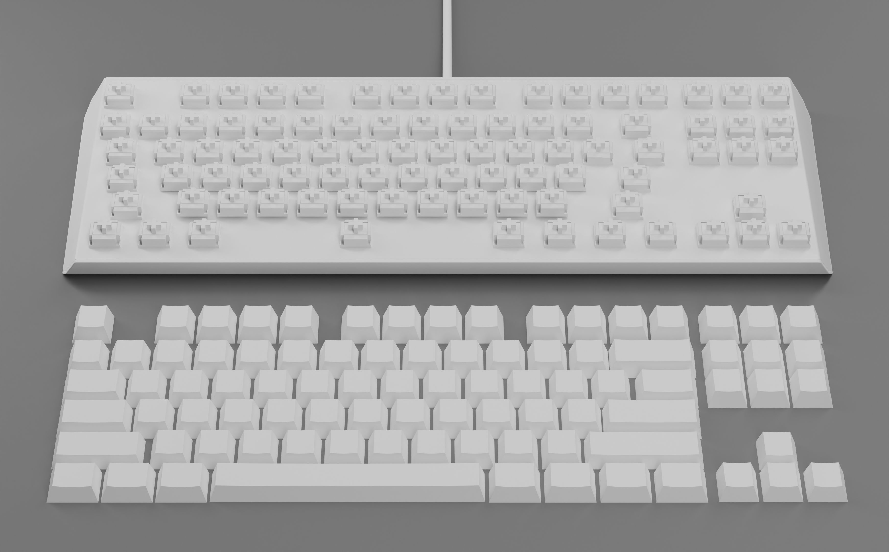 Mechanical Keyboard Coolermaster Metal Base Red Switches Low-poly 3D model_15