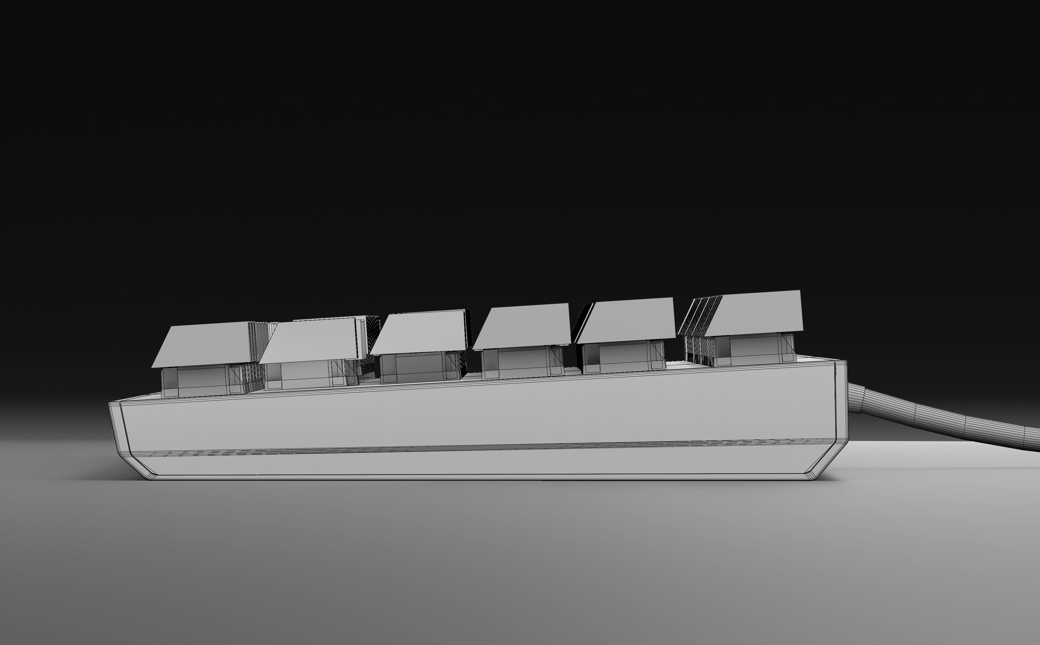 Mechanical Keyboard Coolermaster Metal Base Red Switches Low-poly 3D model_19