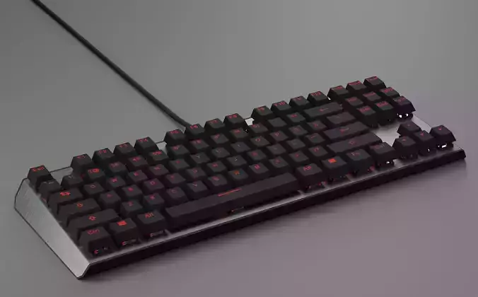 Mechanical Keyboard Coolermaster Metal Base Red Switches Low-poly 3D model