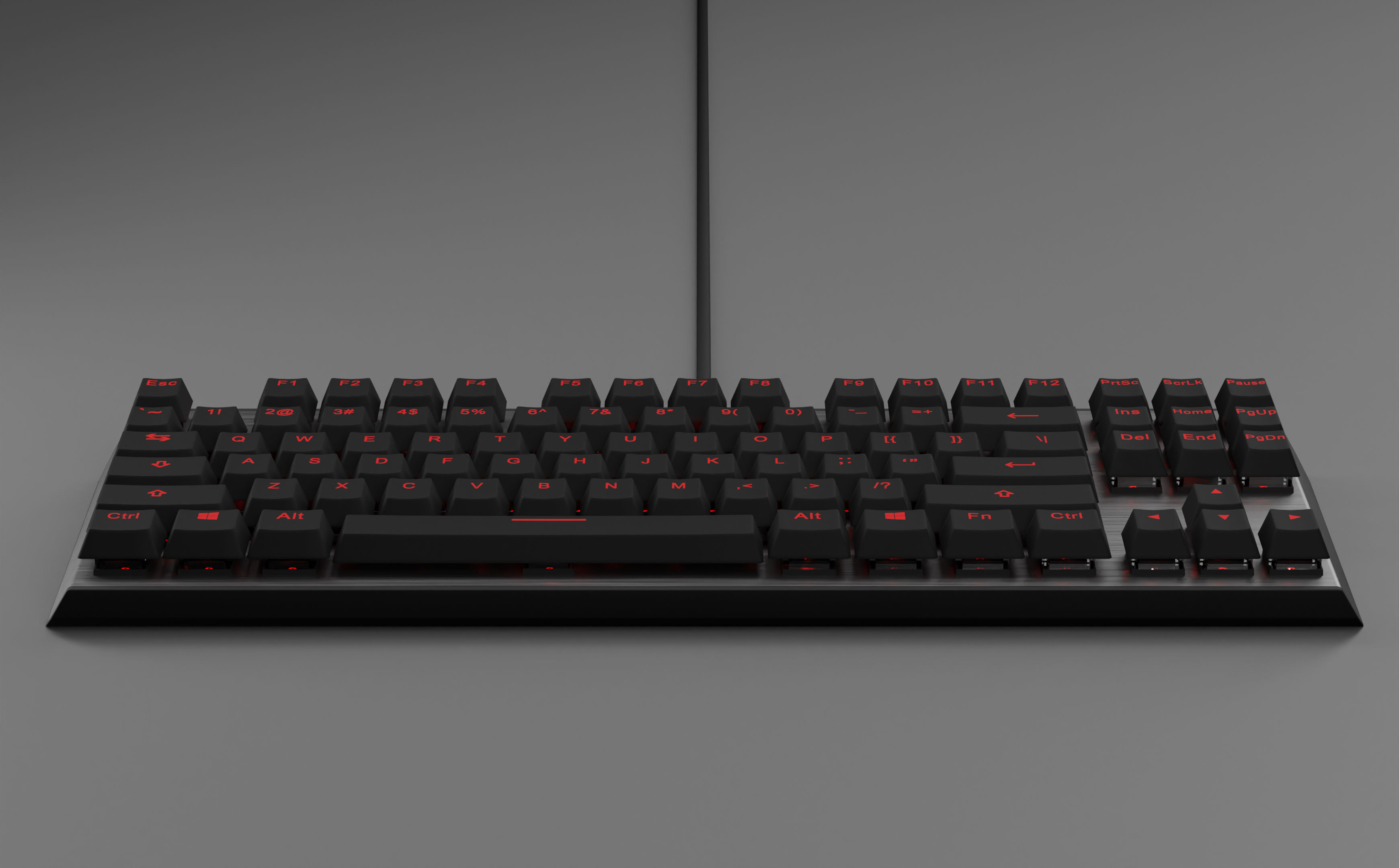 Mechanical Keyboard Coolermaster Metal Base Red Switches Low-poly 3D model_5