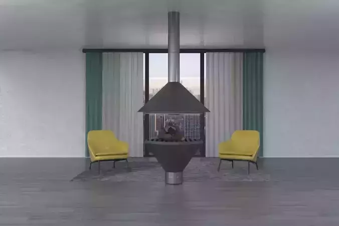 FIREPLACE chimney with fire in it