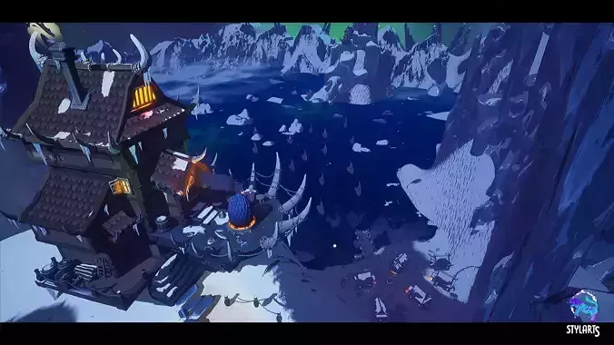 Stylized Ice Dragon Village - UE5