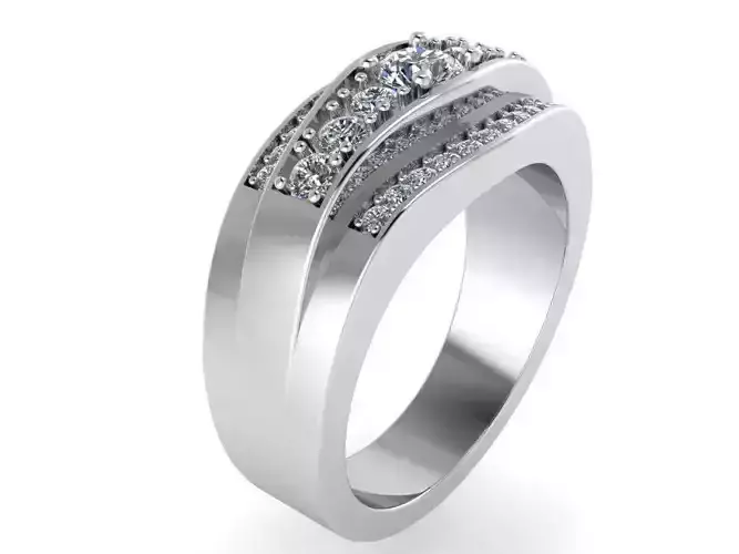 3-Row diamond ring 2481 3D print model 