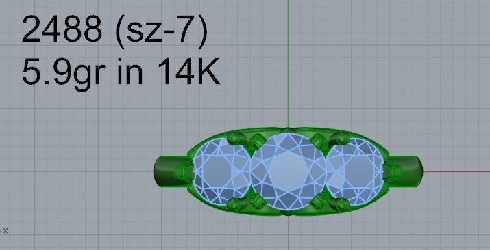 3-Stone diamond ring 2488 3D print model 3D print model_4