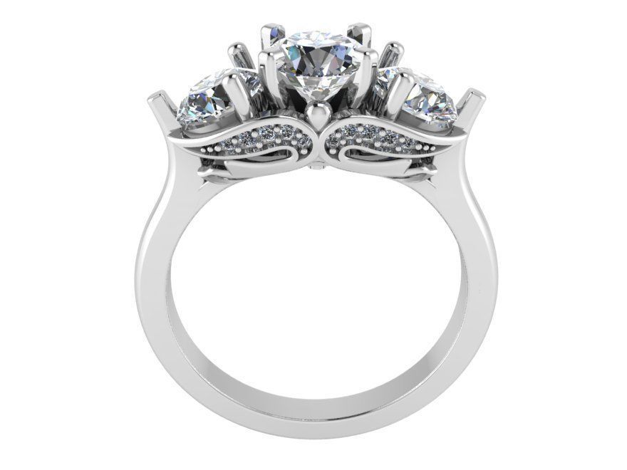 3-Stone diamond ring 2488 3D print model 3D print model_2