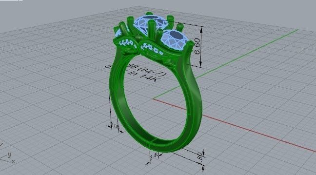 3-Stone diamond ring 2488 3D print model 3D print model_5
