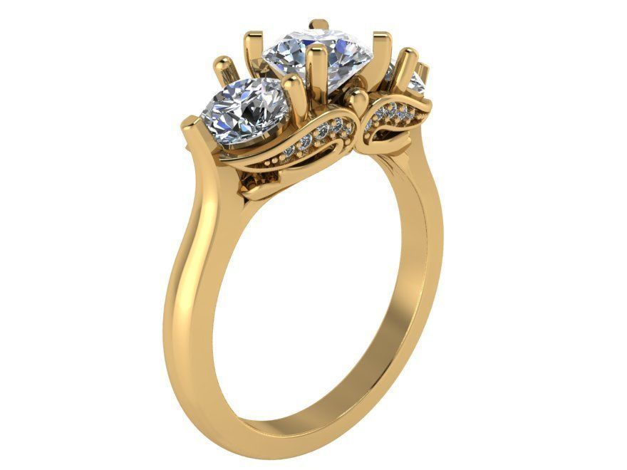 3-Stone diamond ring 2488 3D print model 3D print model_1