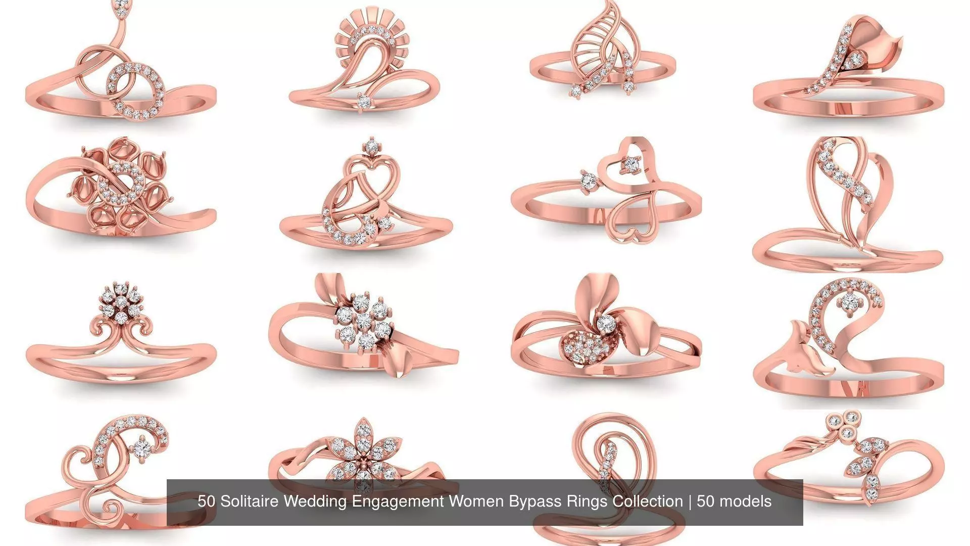 50 Solitaire Wedding Engagement Women Bypass Rings Collection _0