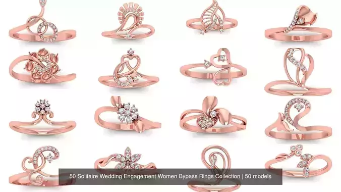 50 Solitaire Wedding Engagement Women Bypass Rings Collection 