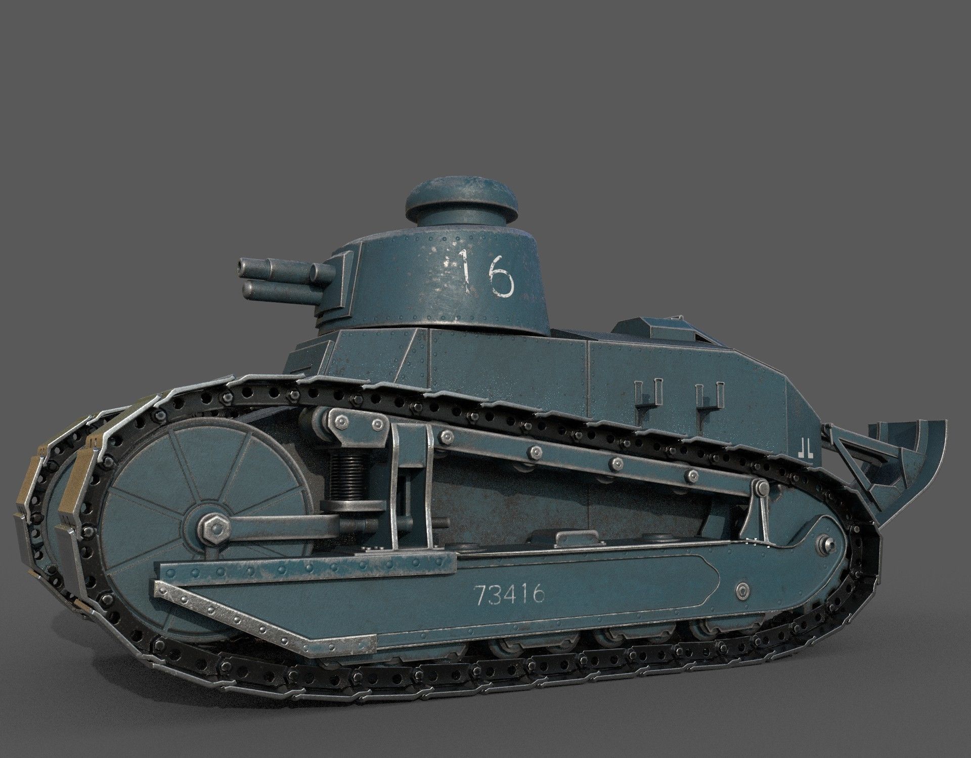 Renault FT 1917 game-ready model Low-poly 3D model_5