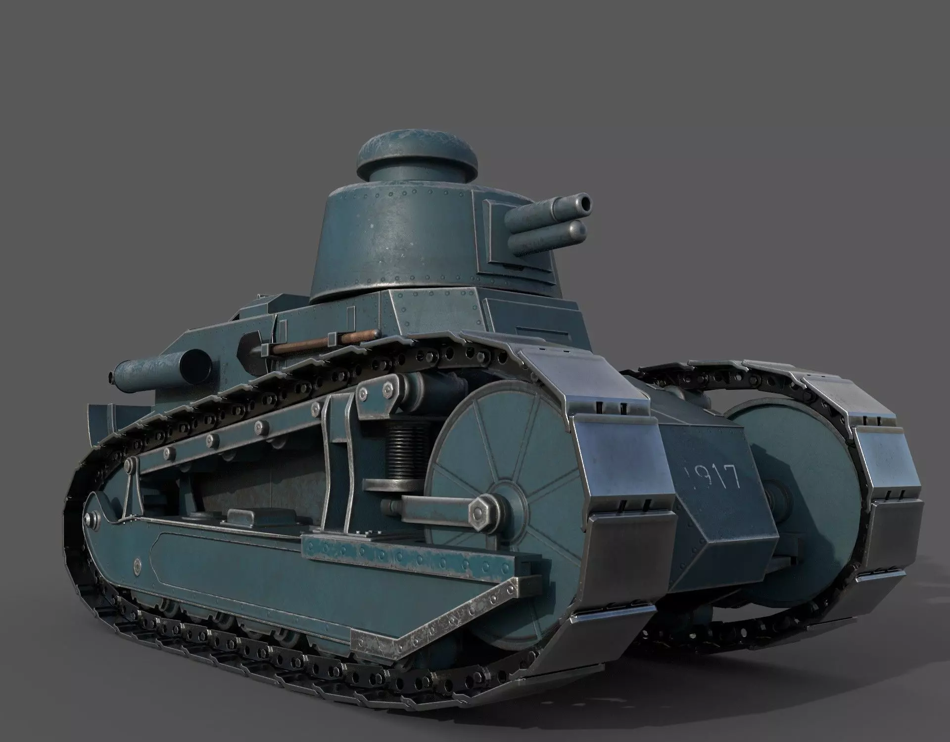 Renault FT 1917 game-ready model Low-poly 3D model_0