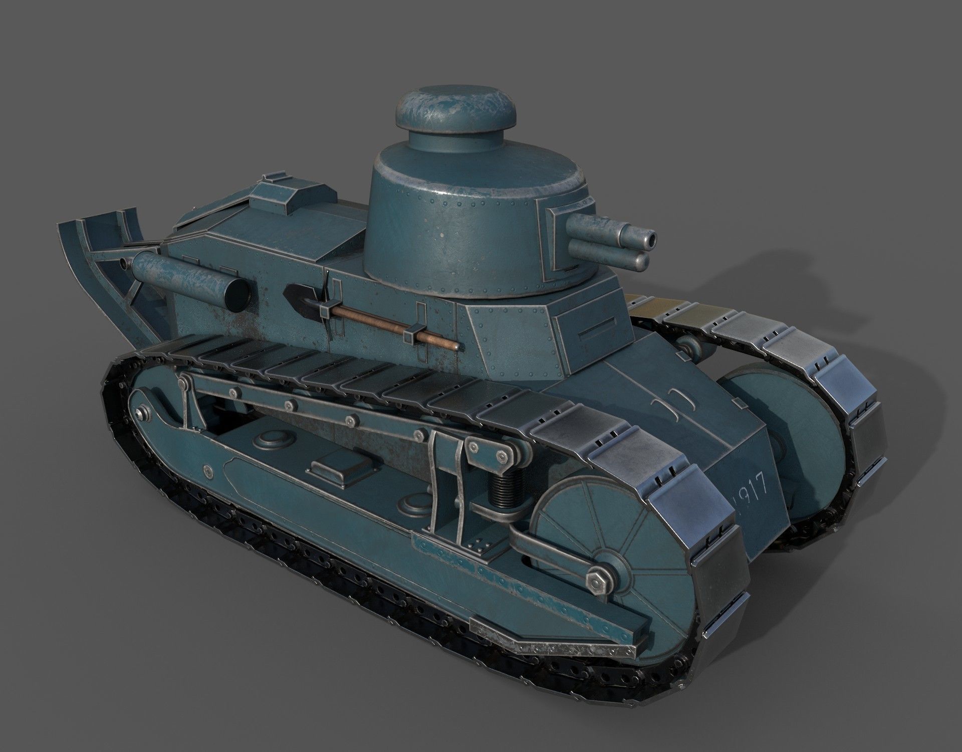 Renault FT 1917 game-ready model Low-poly 3D model_1